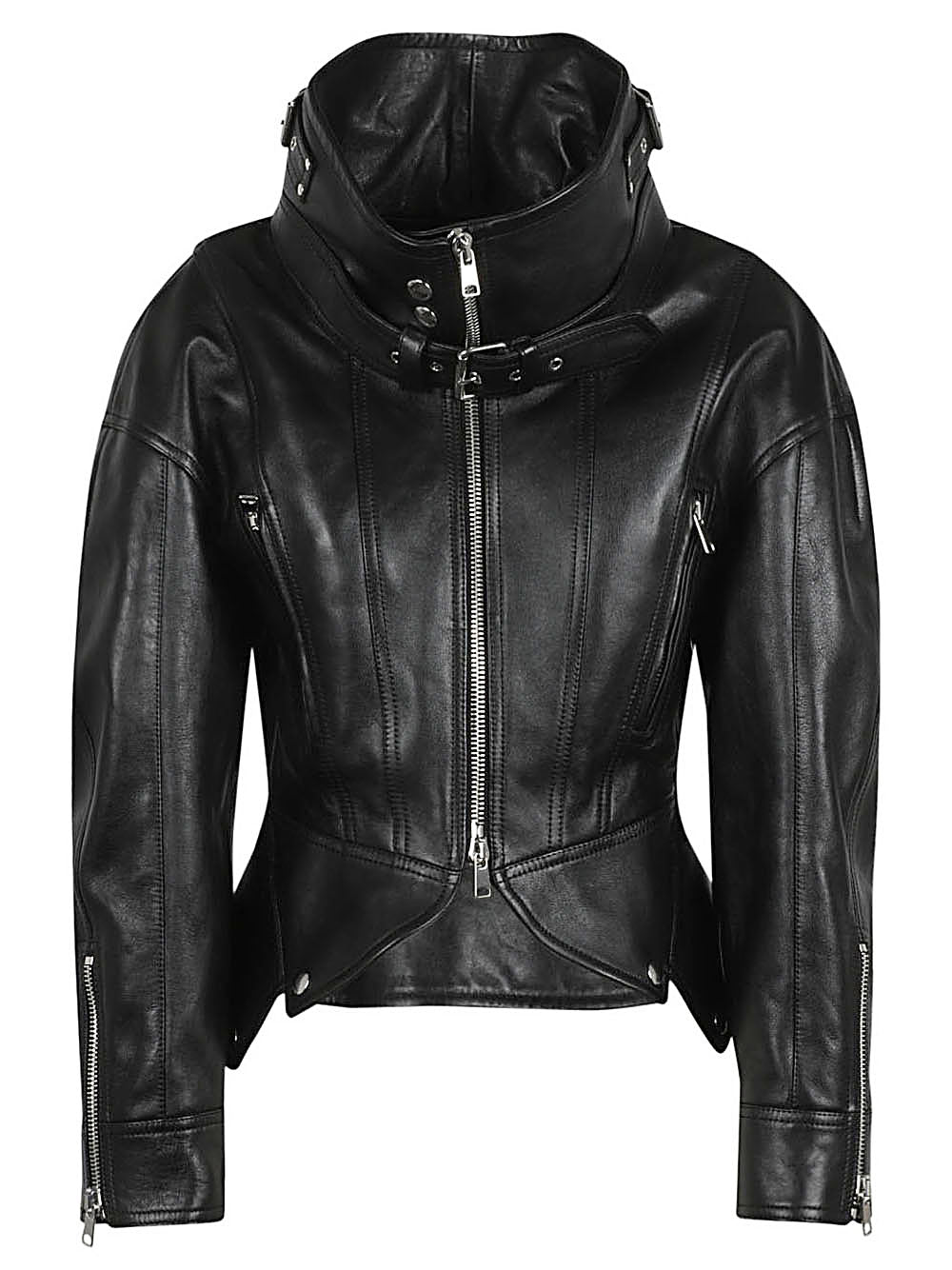 Alexander McQueen Black Leather Jacket for Men & Women | Stylish Designer Outerwear for Fall & Winter Fashion | Perfect for Parties, Dates & Night Out