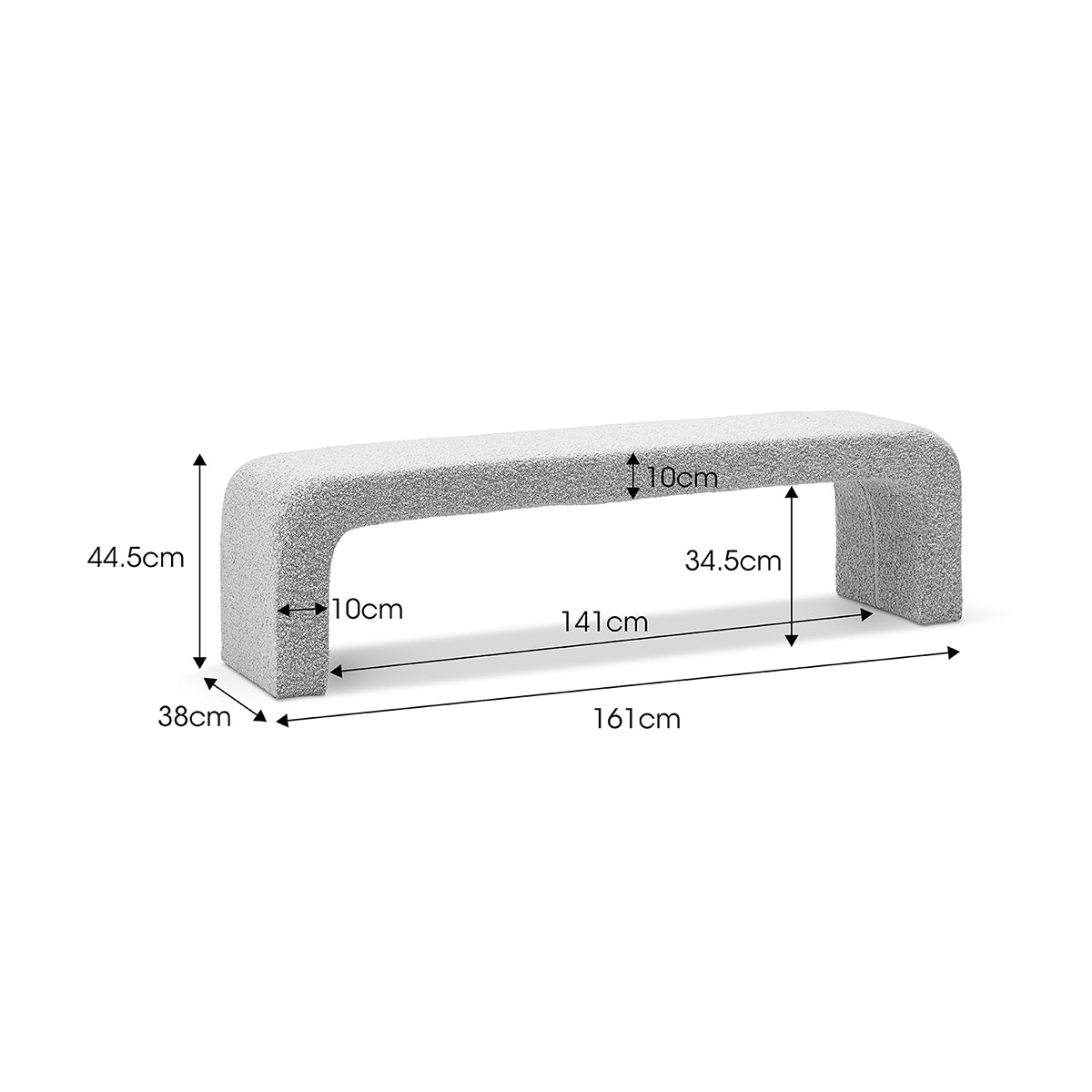Camille Boucle Arch Bench - Modern Upholstered Accent Bench with Curved Design for Living Room, Bedroom, or Entryway