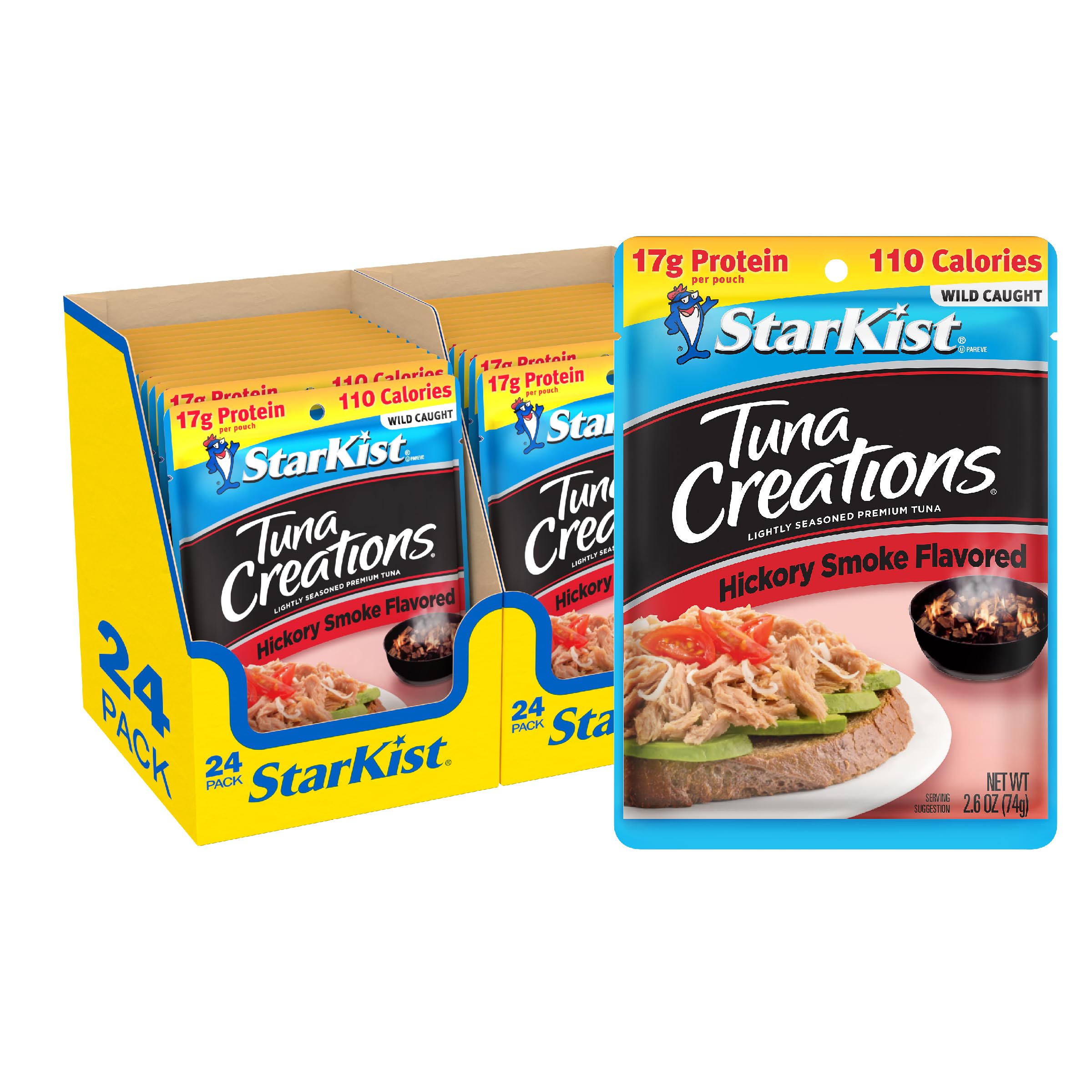 StarKist Hickory Smoked Tuna Creations - 2.6 Oz Pouch (Pack of 24) | Premium Canned Tuna for Sandwiches, Salads & Quick Meals | Shelf-Stable Protein Snack for Camping, Office & Emergency Food Supply