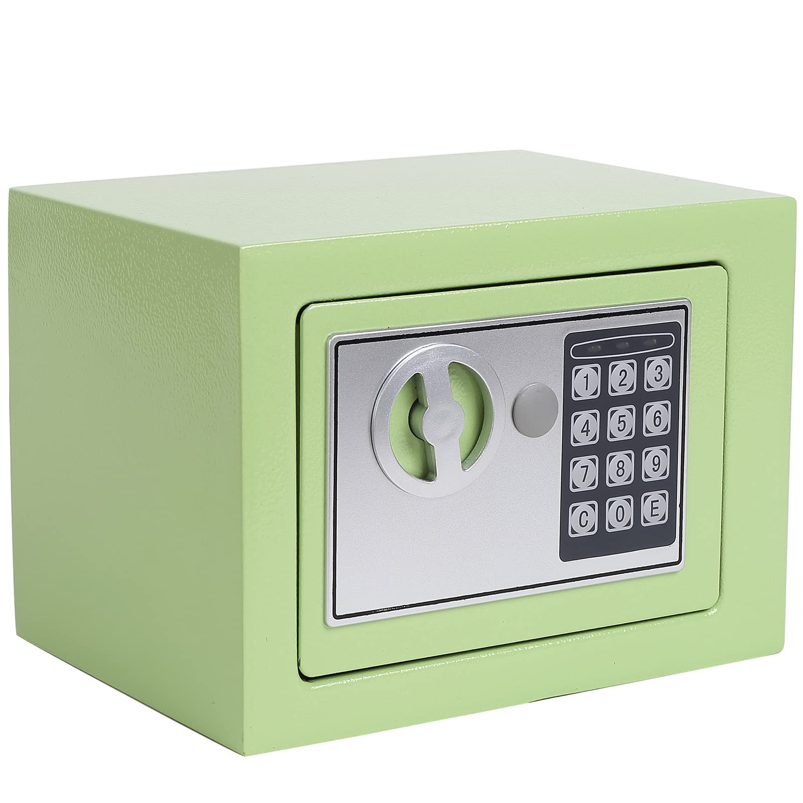 Digital Security Safe Box with Electronic Keypad - 0.17 Cubic Feet Home & Office Safe for Cash, Jewelry, Documents - Hotel & Business Use - Light Green | Perfect for Bedroom, Closet & Small Space Storage