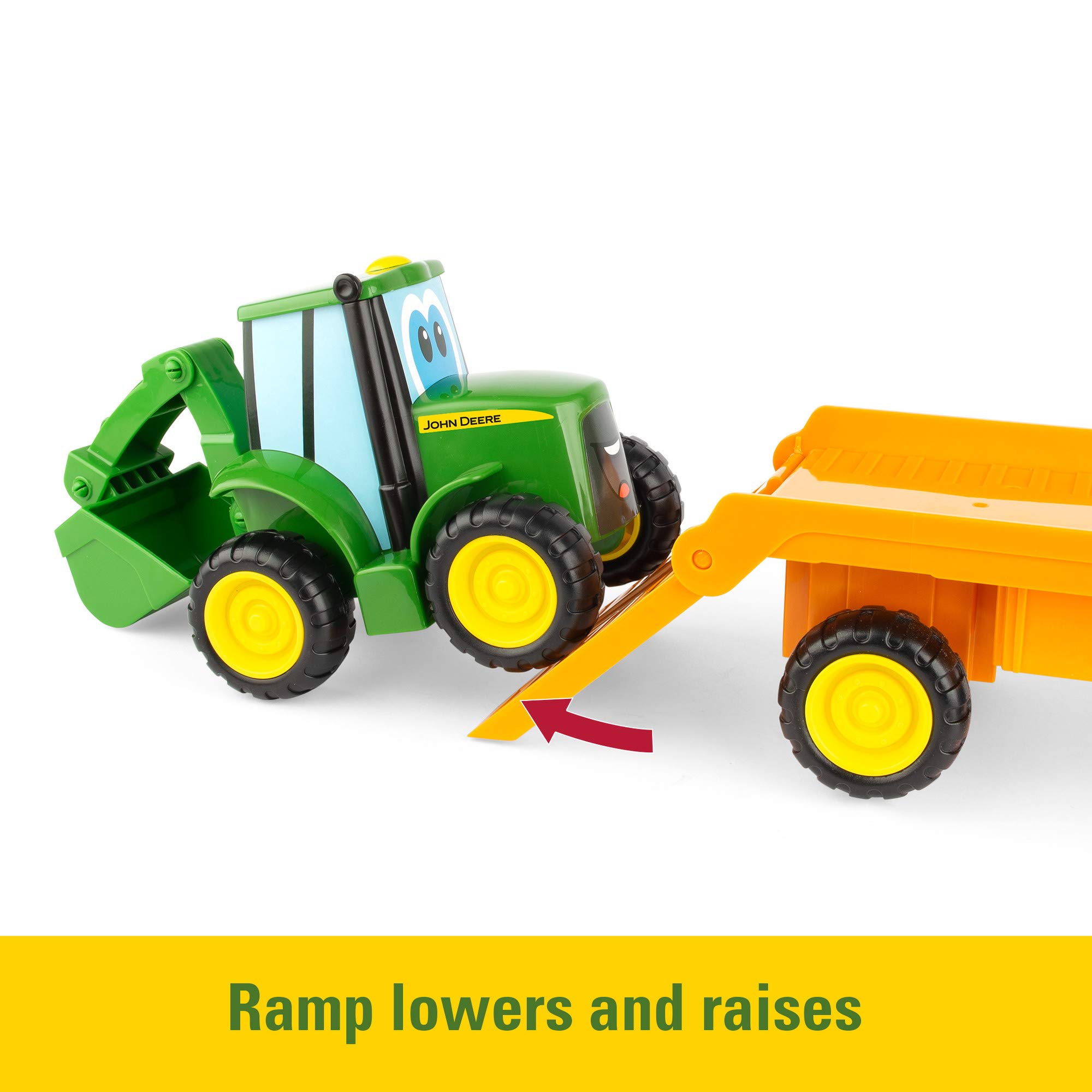John Deere Tomy Lights & Sounds Farmin' Friends Hauling Set - Toy Truck & Backhoe Tractor for Toddlers 18+ Months - Fun Farm-Themed Pretend Play for Kids | Great for Indoor & Outdoor Playtime, Birthday Gifts, and Early Learning Activities