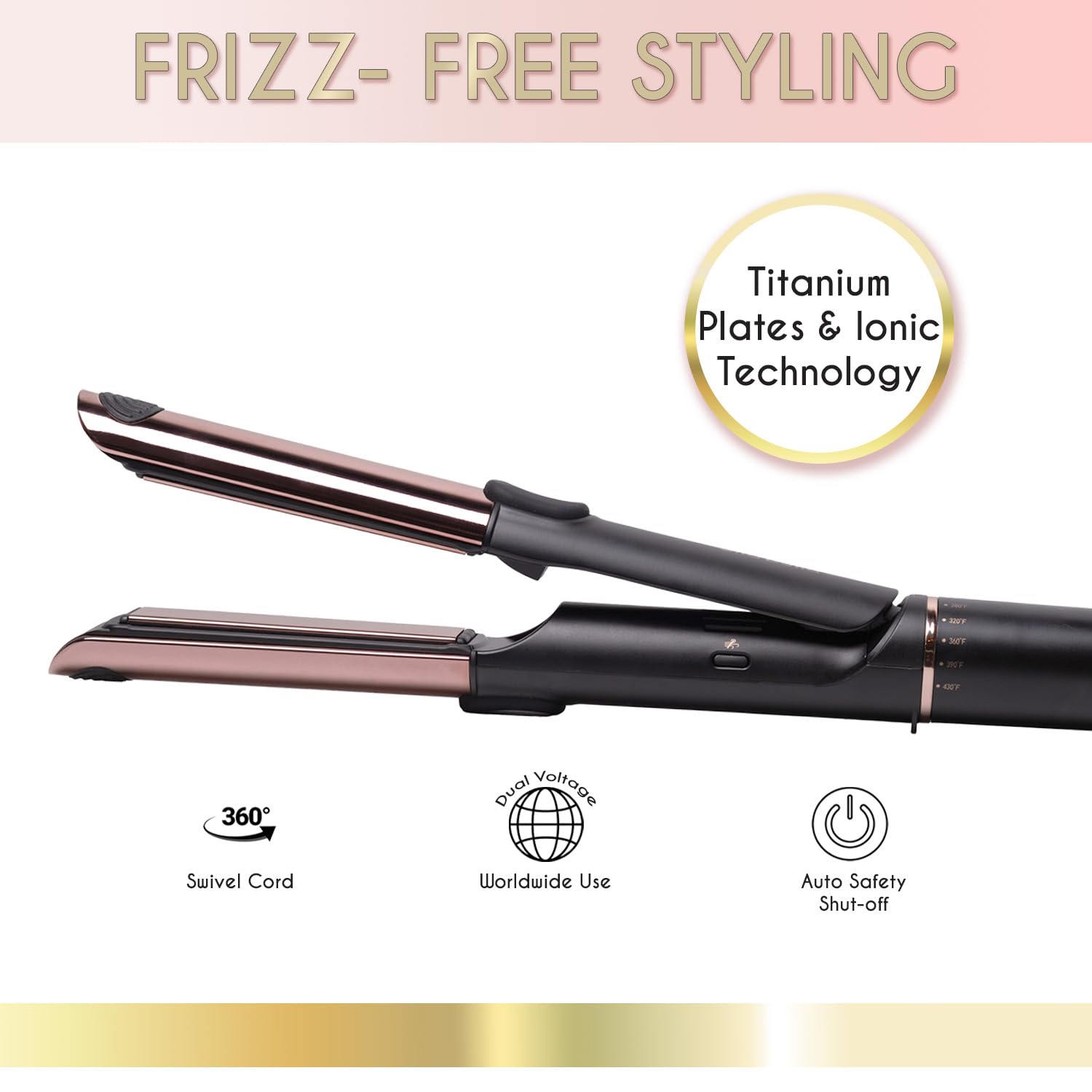 ELLA BELLA® 2-in-1 Titanium Hair Straightener & Curling Iron with Cooling Air Vents - Professional Salon Styling Tool for Smooth, Voluminous Hair - Perfect for Home Use, Travel & Salon-Quality Styling