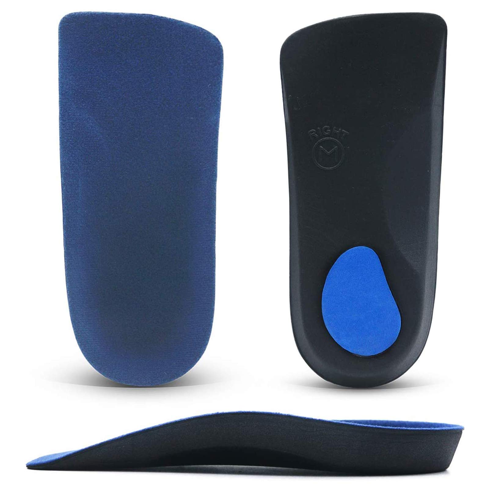 RooRuns 3/4 Arch Support Orthotic Shoe Insoles for Plantar Fasciitis Relief - Flat Feet & High Arch Support Inserts for Men & Women - Comfortable Walking & Running Shoe Insoles for Foot Pain Relief - Perfect for Work, Sports & Daily Activities