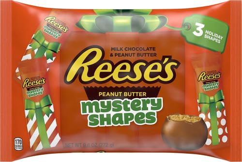 REESE'S Milk Chocolate Peanut Butter Assorted Shapes Holiday Candy - 9.6 oz Bag | Christmas Stocking Stuffers, Office Treats & Party Favors