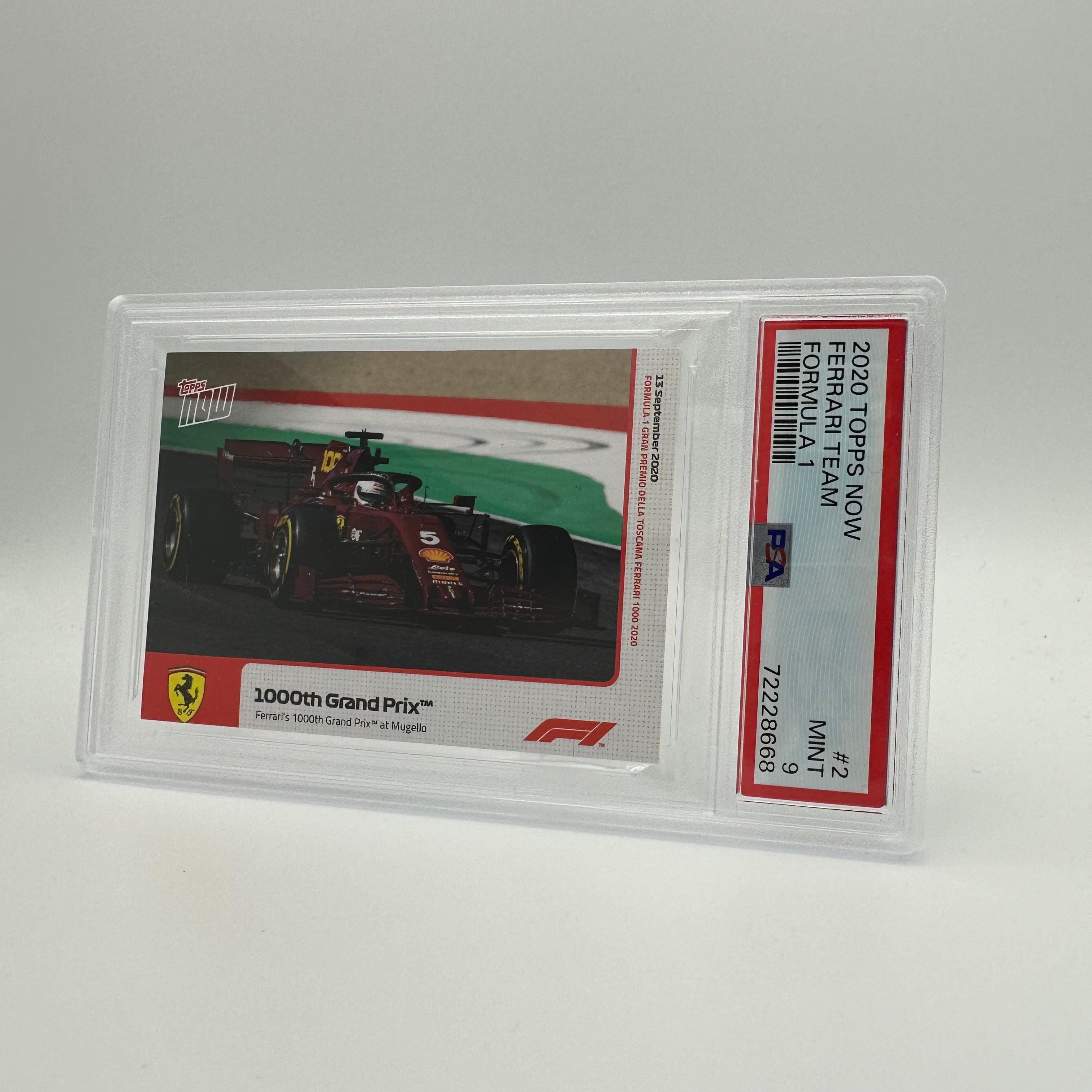 PSA 9 Graded 1000th Grand Prix Ferrari #2 Trading Card - Rare Collectible for Sports Memorabilia & Racing Fans