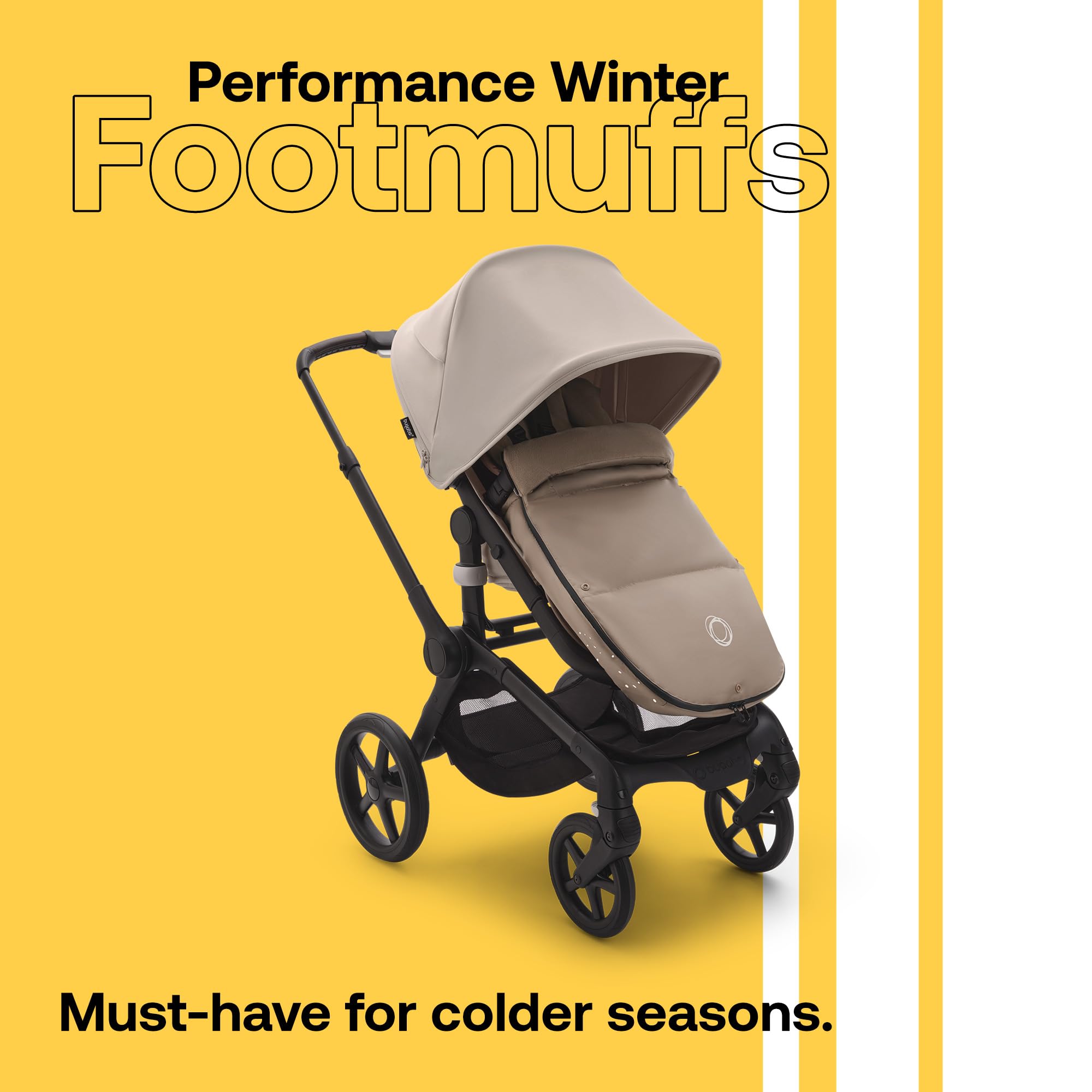 Bugaboo Performance Winter Footmuff - Weatherproof & Reflective Stroller Accessory for Cold Weather, Removable Climate Control (Dune Taupe) | Perfect for Winter Strolls, Outdoor Adventures & Baby Comfort