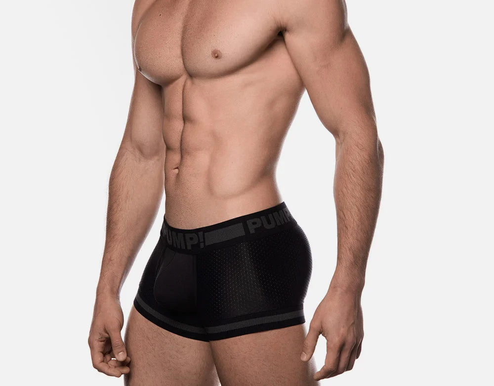 PUMP! Ninja Mesh Boxer Briefs for Men - Breathable & Comfortable Underwear for Workout, Gym & Everyday Wear - Black