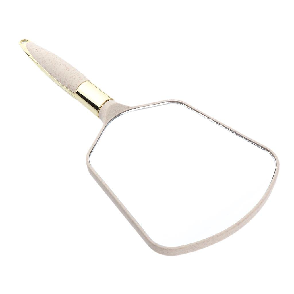 VMS INDIA PVC Handheld Makeup Mirror - Compact Travel Cosmetic Mirror for Home, Salon & Vanity (Beige) | Perfect for Makeup Application, Travel Essentials & Beauty Routines