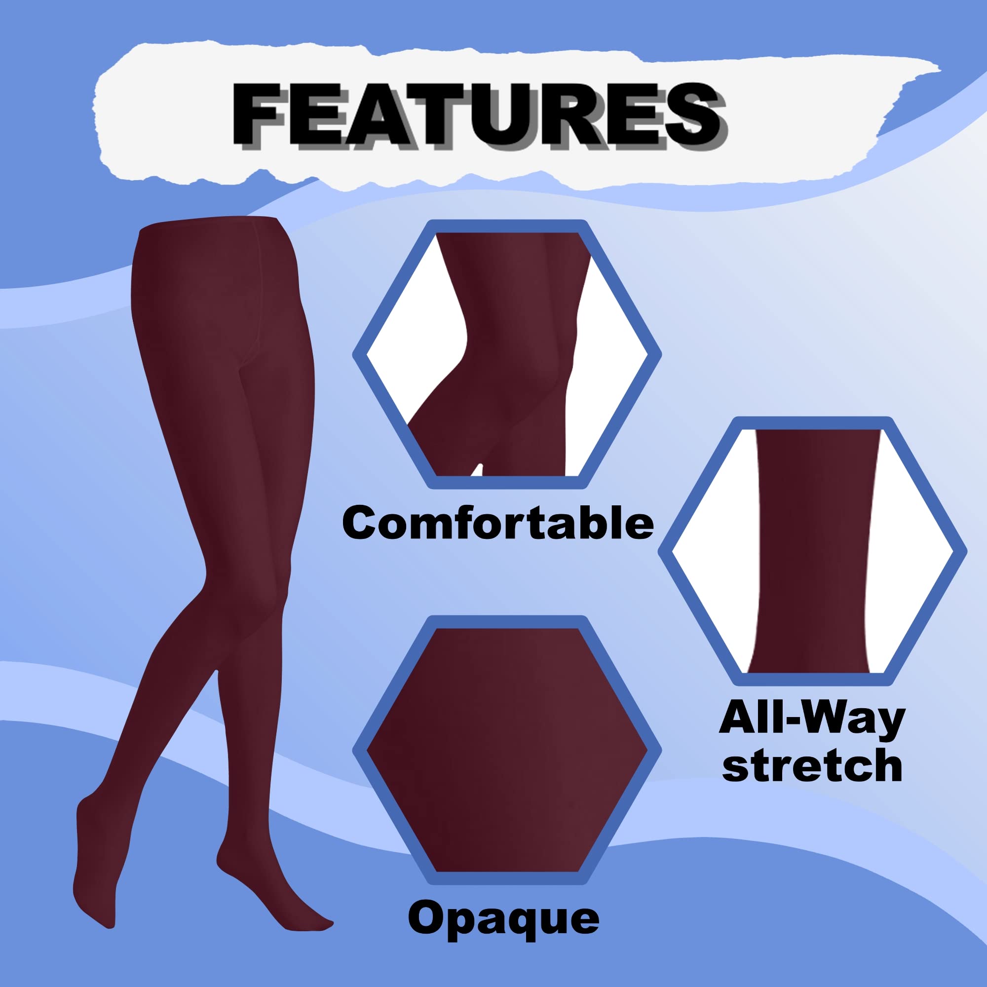 Butterfly EMEM Women's Plus Size Opaque Footed Tights - Comfortable & Stretchy Queen Size Pantyhose for Work, Travel & Everyday Wear