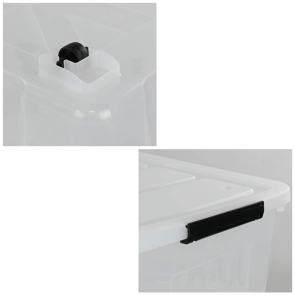 Kekow 70L Clear Storage Box with Wheels 4-Pack for Home & Office Organization