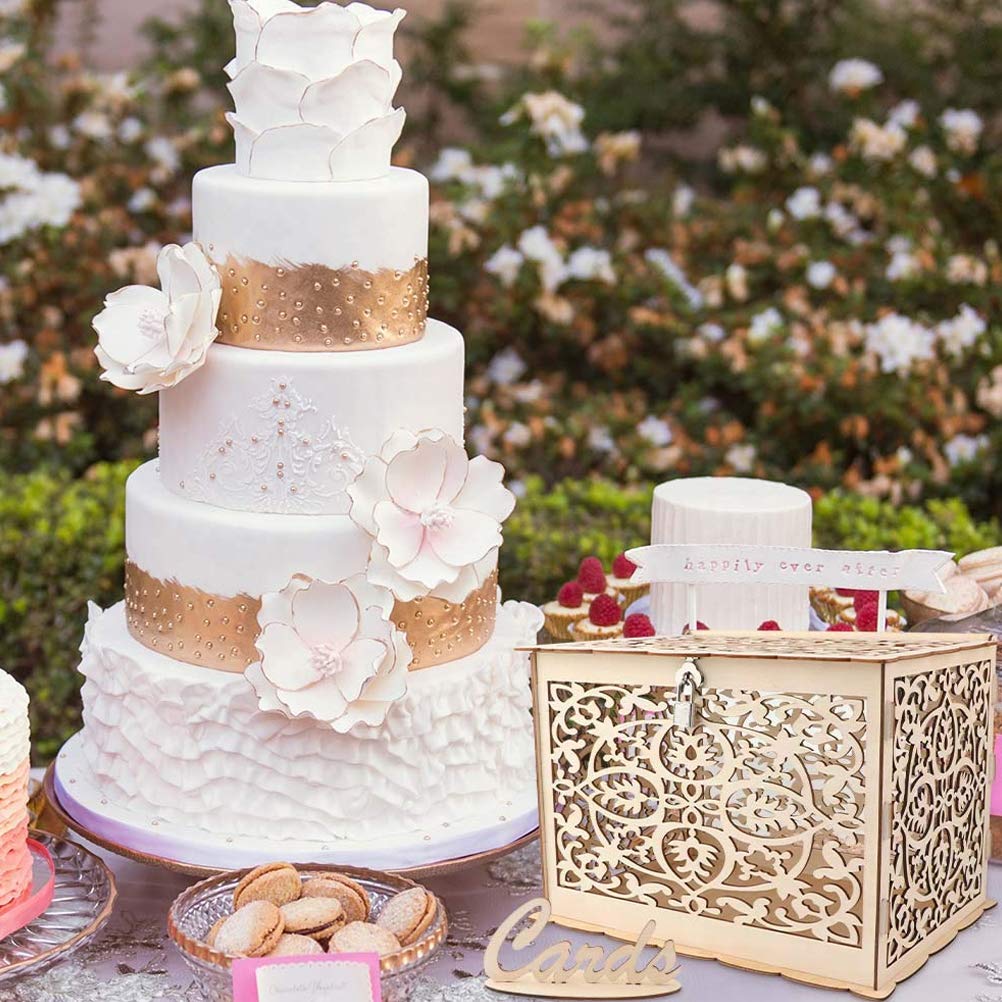 DIY Wedding Card Box with Lock - Rustic Wooden Gift Card Holder for Weddings, Baby Showers, Birthdays, Anniversaries & Graduations | Holds 225 Cards | Perfect for Reception Tables, Gift Display & Special Events