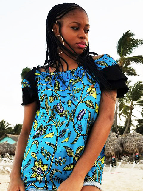 Stylish Blue & Yellow African Print Top by Dupsie DPXX3141 - Perfect for Casual Wear, Parties & Cultural Events