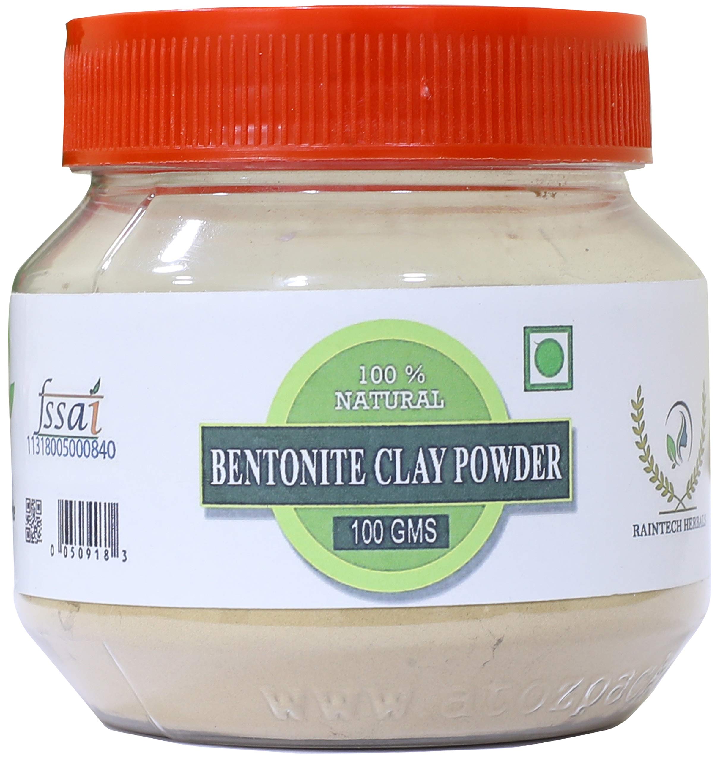 RAINTECH HERBALS 100% Pure Bentonite Clay 100g | Natural Detoxifying Clay for Skin & Hair Care | Deep Cleansing, Oil Control, Pore Minimizer | Face Mask, Hair Treatment & Detox Bath Clay | Perfect for Acne-Prone Skin & Spa Day at Home