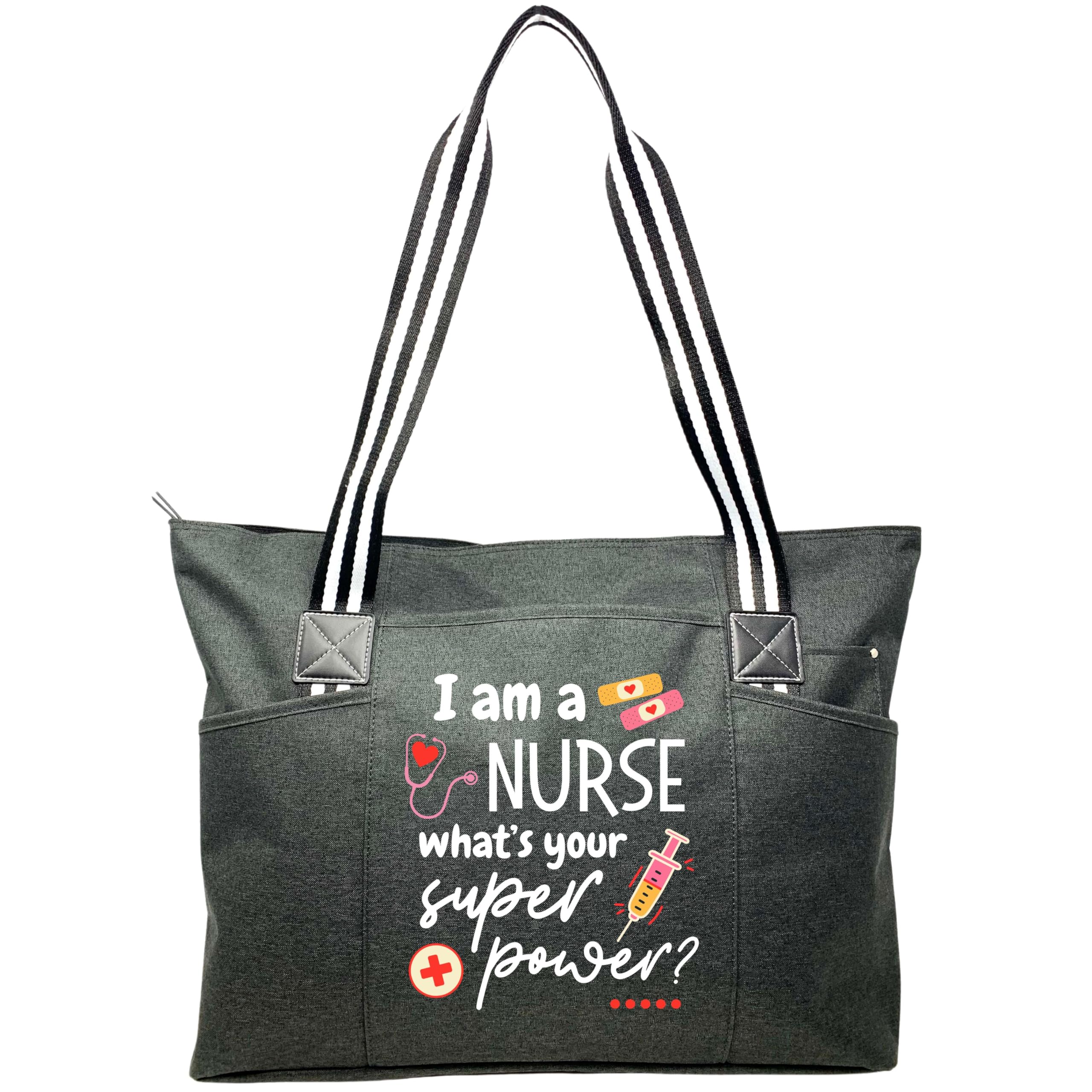 Professional Nurse Tote Bag for Women - Large Medical Work Bag with Multiple Zippered Pockets & Reinforced Shoulder Straps - Perfect Christmas Gift for Healthcare Workers - Ideal for Hospital Shifts, Nursing School, and Daily Commute