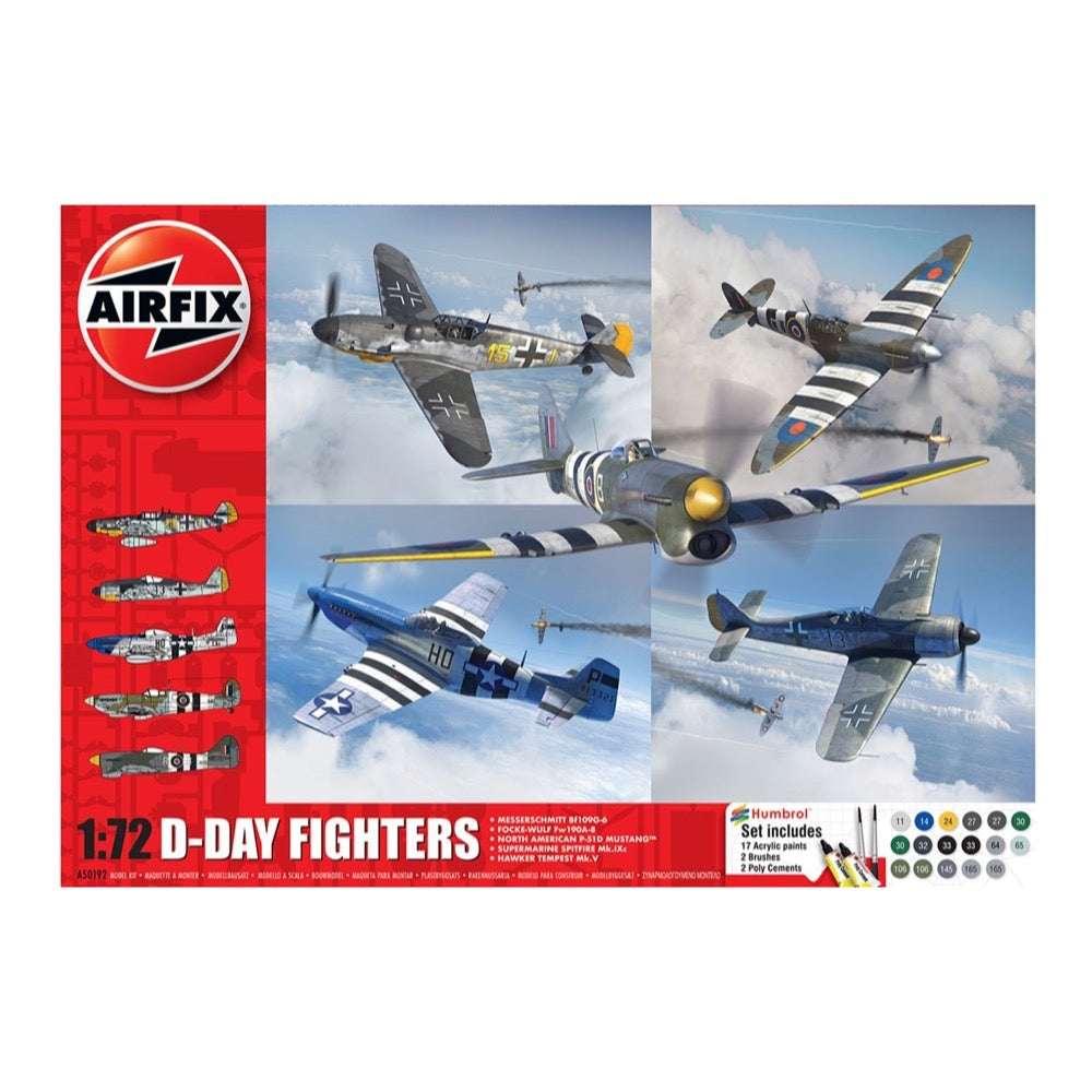 Airfix 50192 1/72 Scale D-Day Fighters Model Kit - WWII Aircraft Collection Gift Set for History Buffs & Hobbyists - Perfect for Display, Collecting & Historical Dioramas