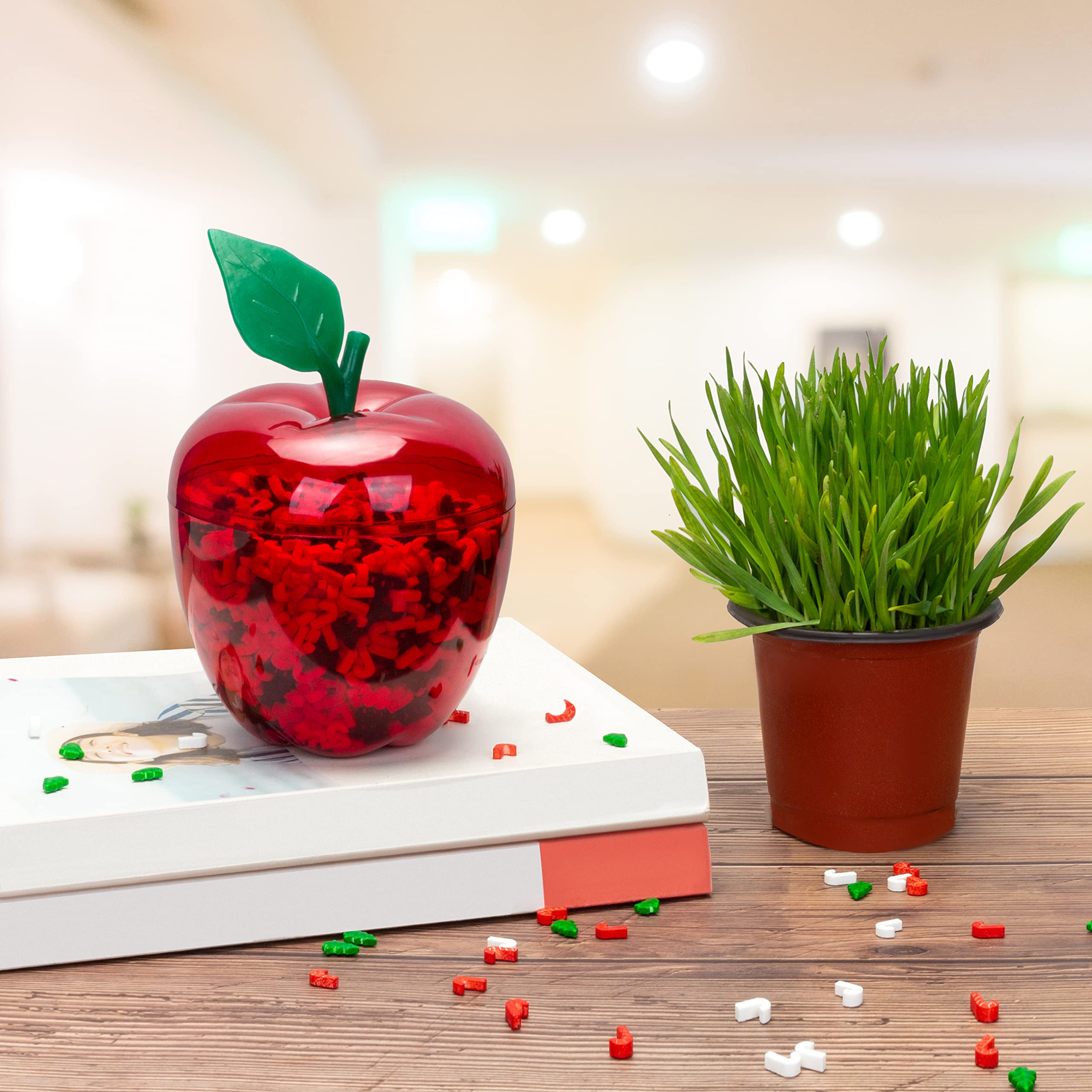 Large Red Apple-Shaped Candy Jar - 4 Pack | HANZE Apple Container for Candy Storage, Teacher Appreciation Gifts, Classroom Decor, Christmas Ornaments & Party Supplies | Perfect for Back to School, Holiday Decorating & Sweet Treat Displays