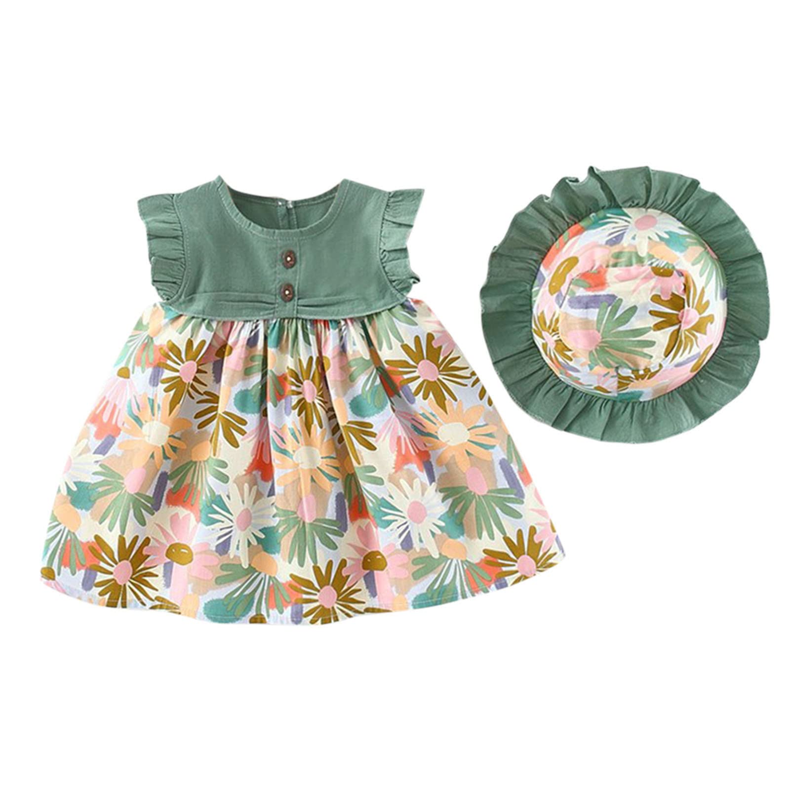 YOYORI Girls Princess Dresses - Toddler Sleeveless Summer Dress with Floral Print & Ruched Design | Casual Baby Clothes for Parties, Playdates & Special Occasions