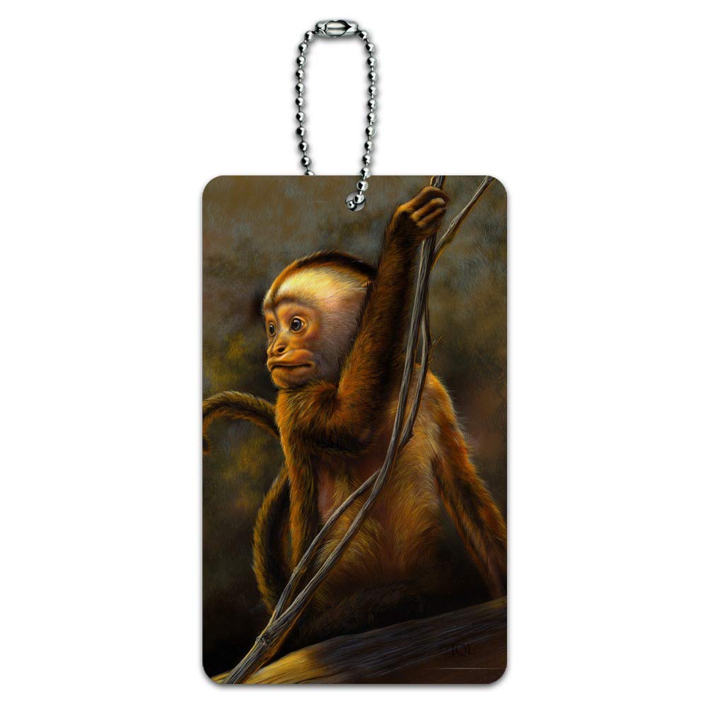 Vintage Capuchin Monkey Organ Grinder Luggage Tag - Unique Suitcase ID Card for Carry-On Bags | Perfect for Travel, Vacation & Gift Giving