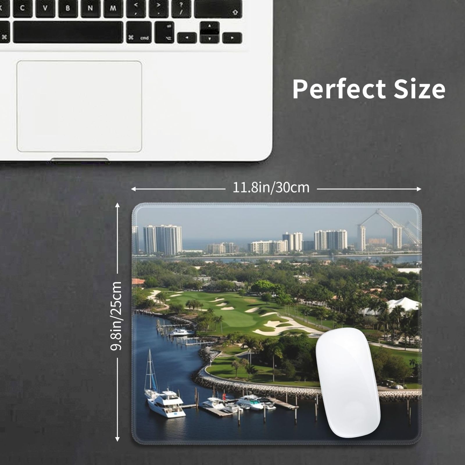 Non-Slip Rubber Base Mouse Pad with Stitched Edge - Premium Gaming & Office Mouse Mat for Wireless Mouse, Computer, Laptop - Perfect for Home Office, Gaming Setup, Golf & Yacht Club Enthusiasts