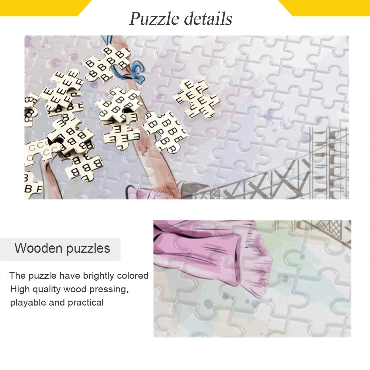 MOYYO 500-Piece Wooden Jigsaw Puzzle - Beautiful Ballerina Dancing on Eiffel Tower - Educational Family Game for Adults & Kids - Perfect for Home Decor, Wall Art, and Gift Giving - Great for Family Bonding, Brain Training & Classroom Activities