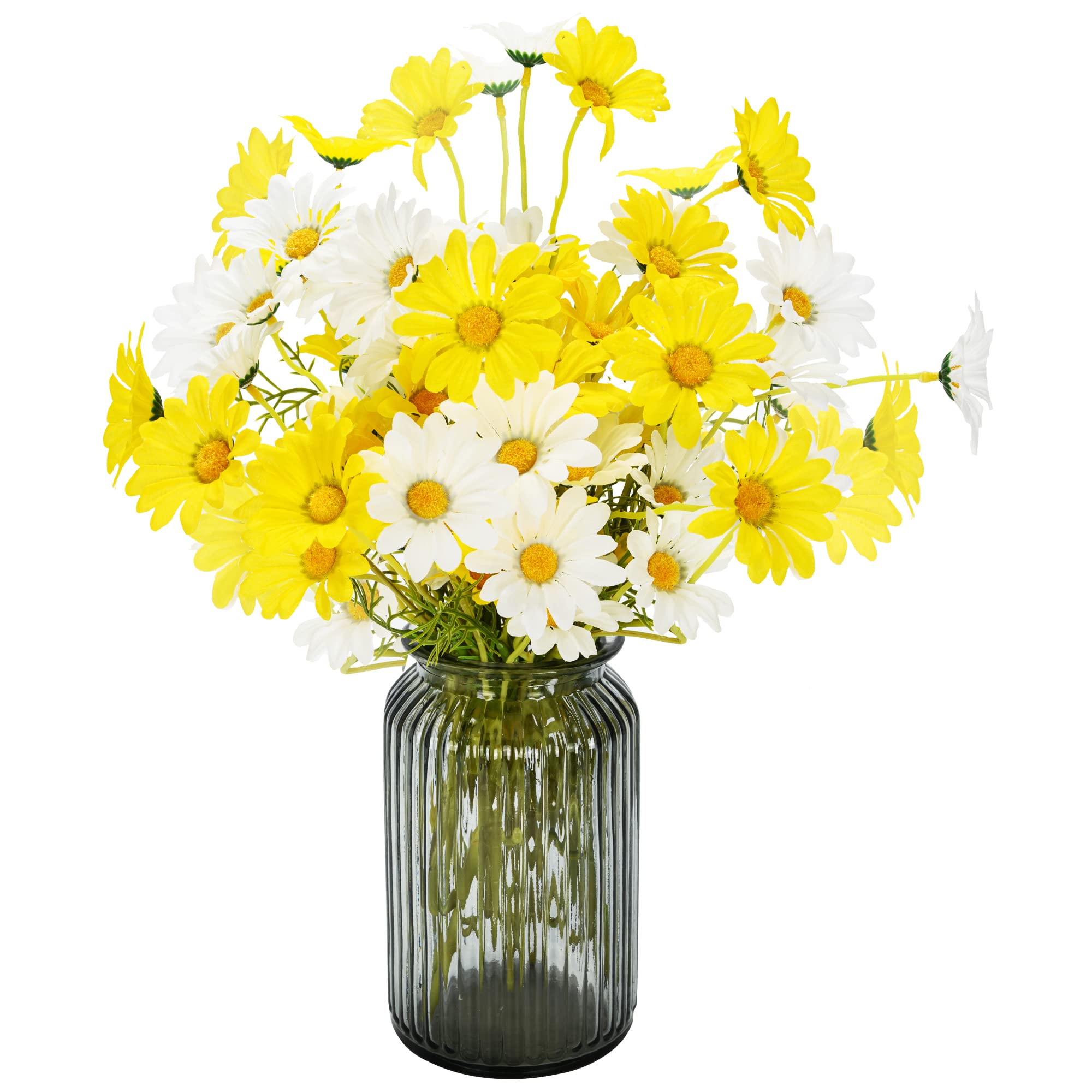 8pcs Artificial Daisy Chamomile Silk Flower Bouquet - Realistic Fake Flowers for Home Decor, Wedding, Party & Table Centerpiece Decoration | Perfect for Spring, Farmhouse, Boho & Rustic Themes