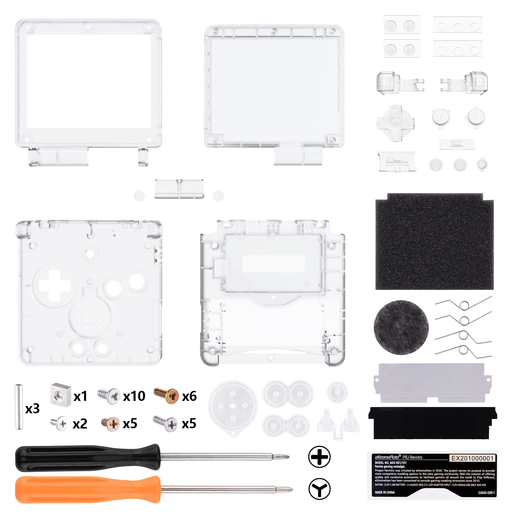 eXtremeRate Replacement Shell Case & Button Kit for Gameboy Advance SP GBA SP Console - Compatible with IPS & Standard LCD Screens (Console & IPS Screen Not Included) - Transparent Cover - Perfect for Gaming, Repair, and Customization Projects