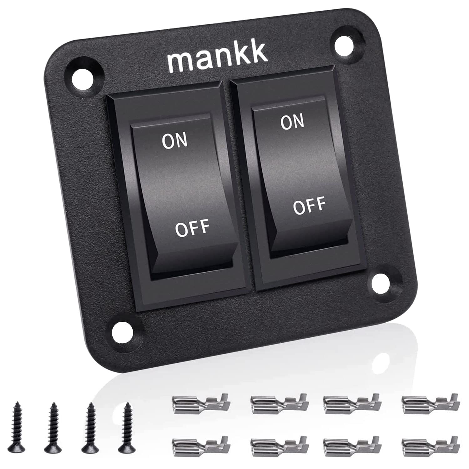 12V 20A 4 Pin DPST Rocker Switch Panel - Waterproof On/Off Switch for RV, Trailer, Camper & Boat Lighting - KCD2-7-201-B2-DZ - Perfect for Marine, Automotive & Off-Grid Power Control