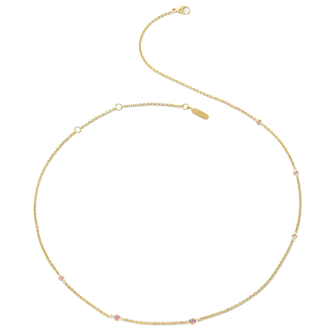 Pink Sapphire Station Necklace for Women - Elegant Dainty Layering Jewelry Gift for Birthday, Anniversary & Valentine's Day - Perfect for Everyday Wear & Special Occasions
