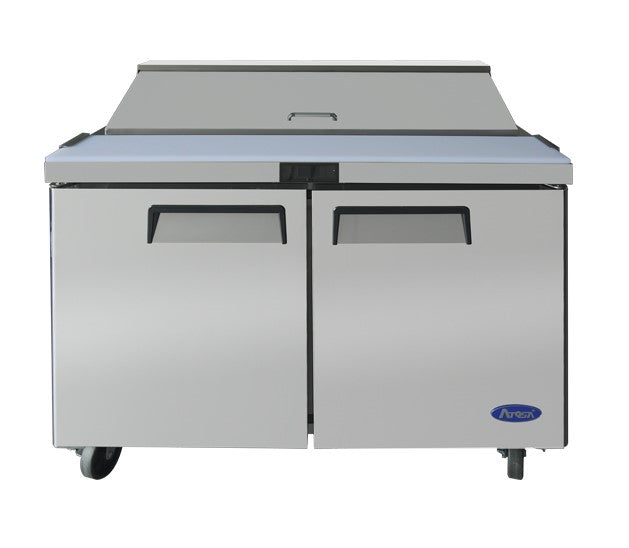 Atosa 48 Sandwich & Salad 12 Pan Commercial Refrigerated Prep Table with 2 Doors - Perfect for Delis, Cafes & Restaurant Kitchens