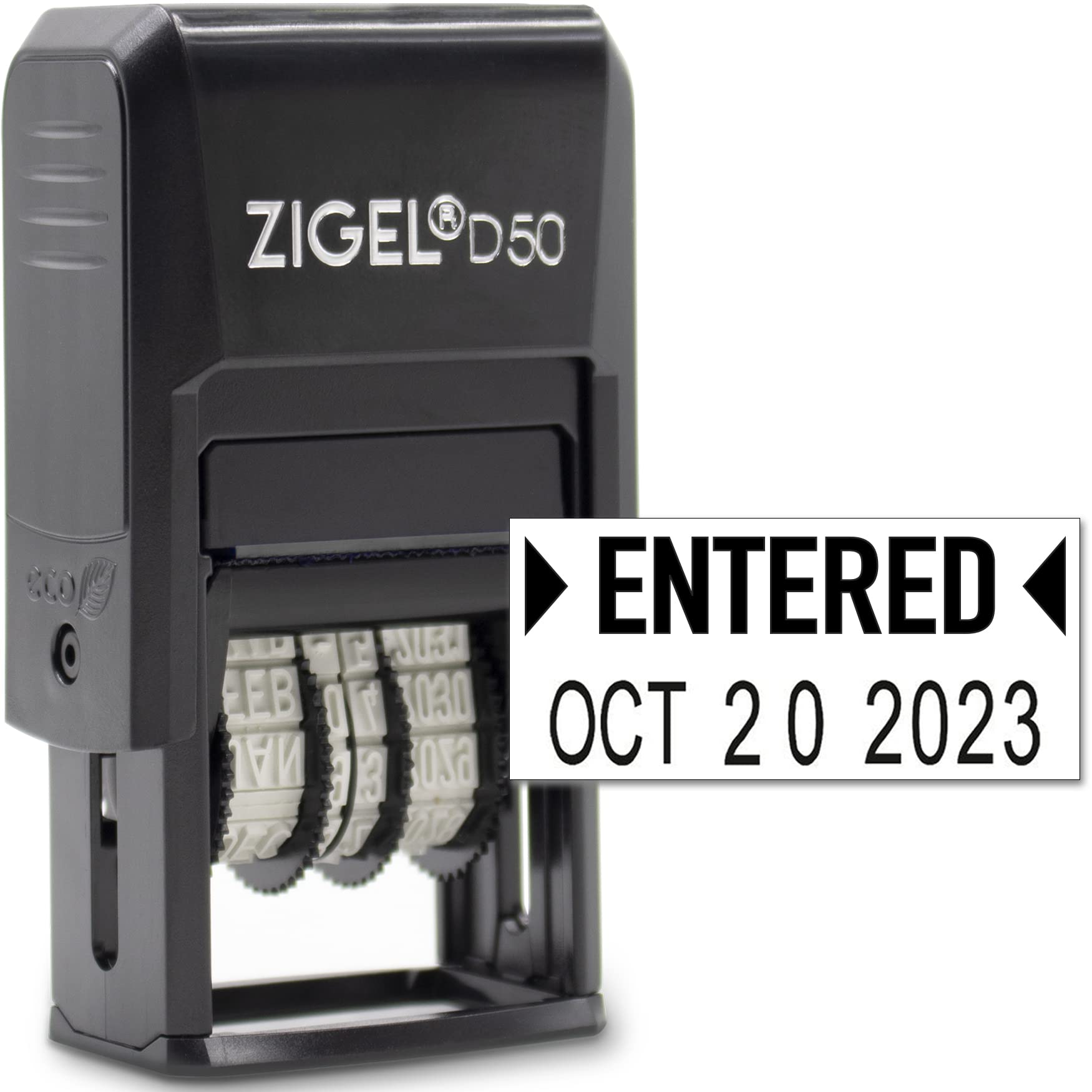 ZIGEL D50 Self-Inking Date Stamp with Adjustable Date - Black Ink - Perfect for Office, Legal Documents, and Daily Use