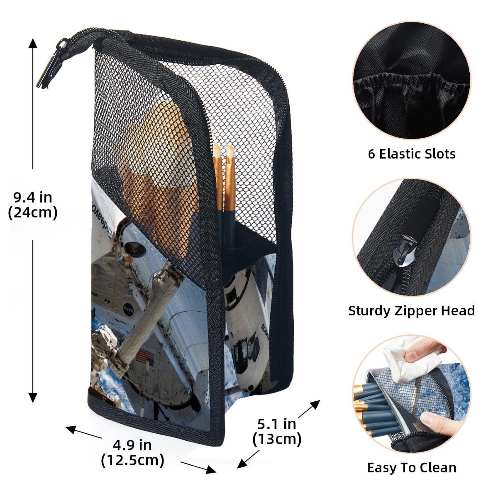 Premium 12-Piece Makeup Brush Organizer Bag - Space Blue Planet Earth Design, Portable Cosmetic Brush Holder Case for Travel & Home Storage | Perfect for Makeup Artists & Beauty Enthusiasts