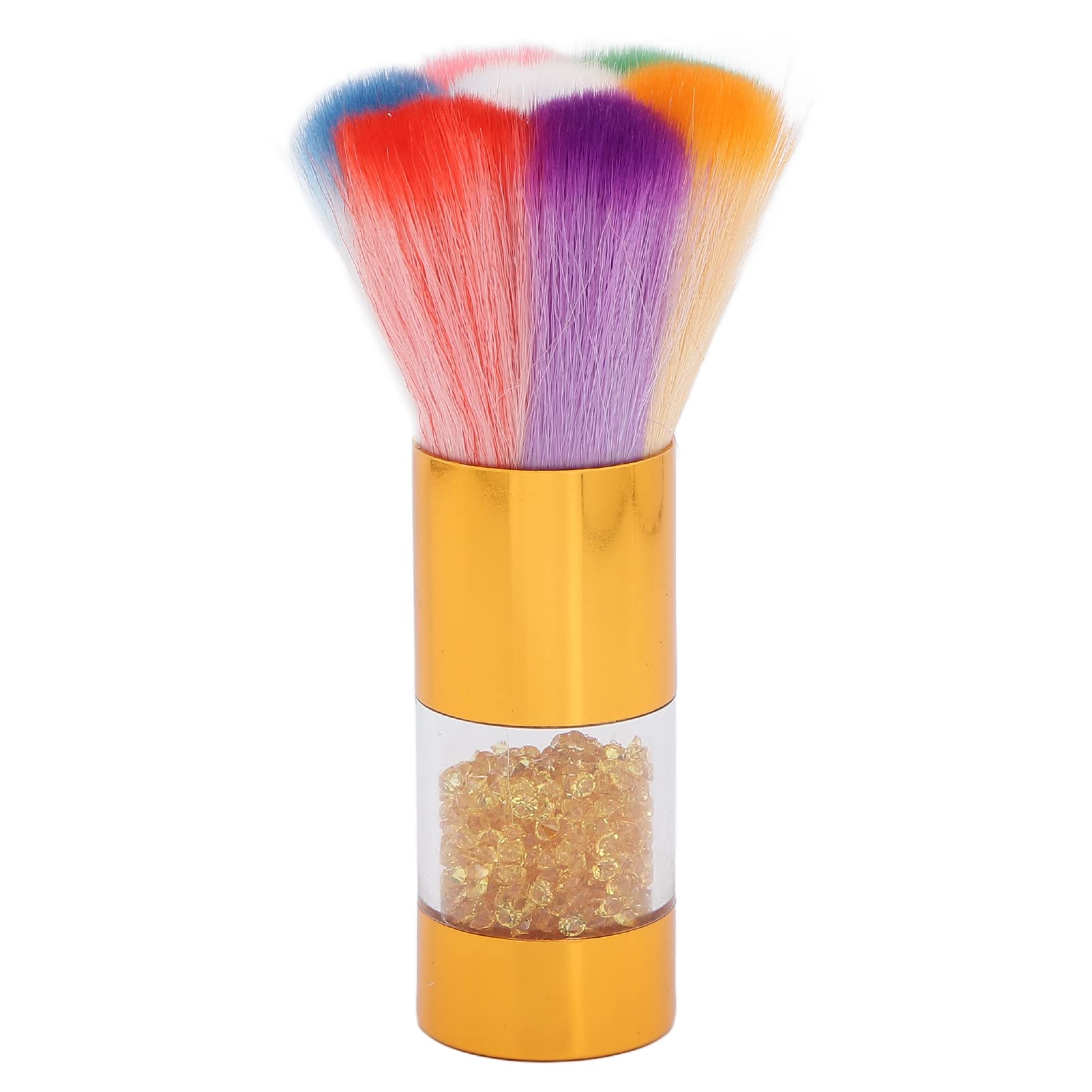 **Professional Nail Art Dust Powder Remover Brush with Soft Fiber Wool - Rhinestones & Inlaid Nail Cleaner for Makeup (Gold) | Perfect for Salon, Home Manicure & DIY Nail Designs**