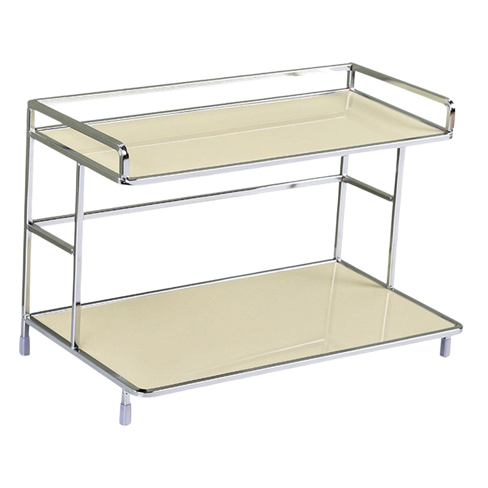 SM SunniMix 2-Tier Spice Rack Organizer - Countertop & Desktop Storage Shelf for Kitchen, Bathroom, Bedroom & Office - White | Perfect for Organizing Spices, Toiletries & Office Supplies