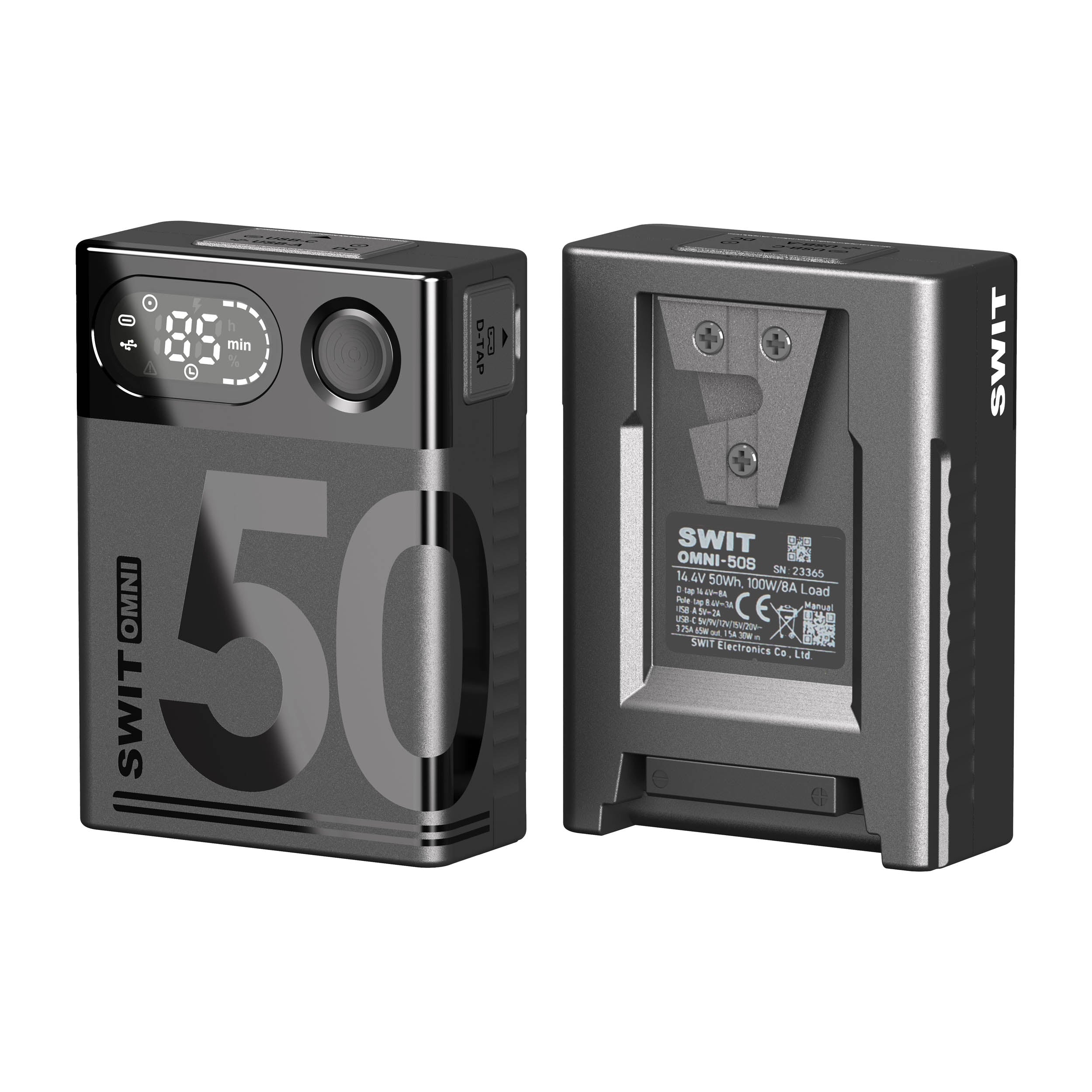 OMNI 50S 50Wh USB-C V-Mount Battery - Portable Power Bank for DSLR Cameras, LED Lights & Video Equipment | On-The-Go Charging Solution for Filmmakers & Photographers