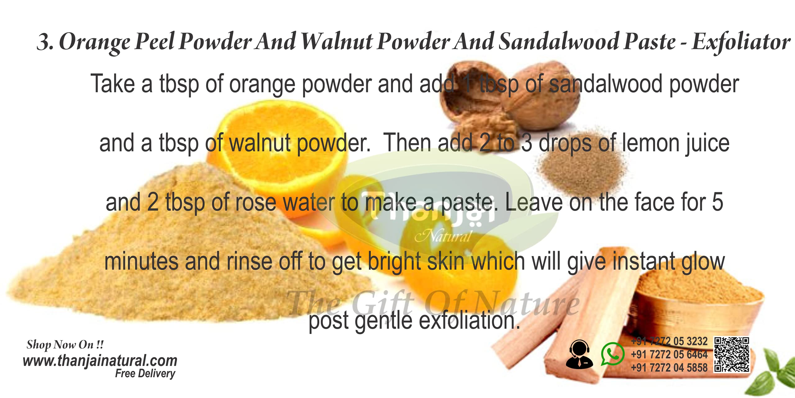 Organic Thanjai Orange Peel Powder 250g - Natural Skin Brightening, Oil Control & Tan Removal | Glowing Skin Treatment | Face Cleanser & Whitening Mask for Acne & Dark Spots | DIY Beauty & Ayurvedic Skincare Routine