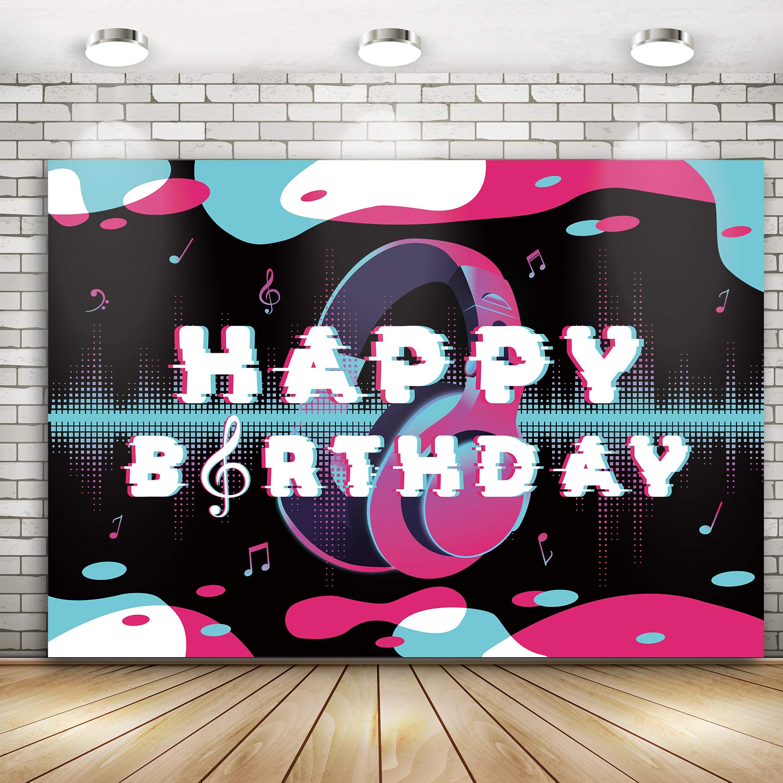 Music Theme Birthday Party Decorations - 71x49 Inch Happy Birthday Banner Backdrop for Boys & Girls, Wall Decor, Photo Booth Props - Perfect for Music Video Parties, Classroom Celebrations & Baby Showers