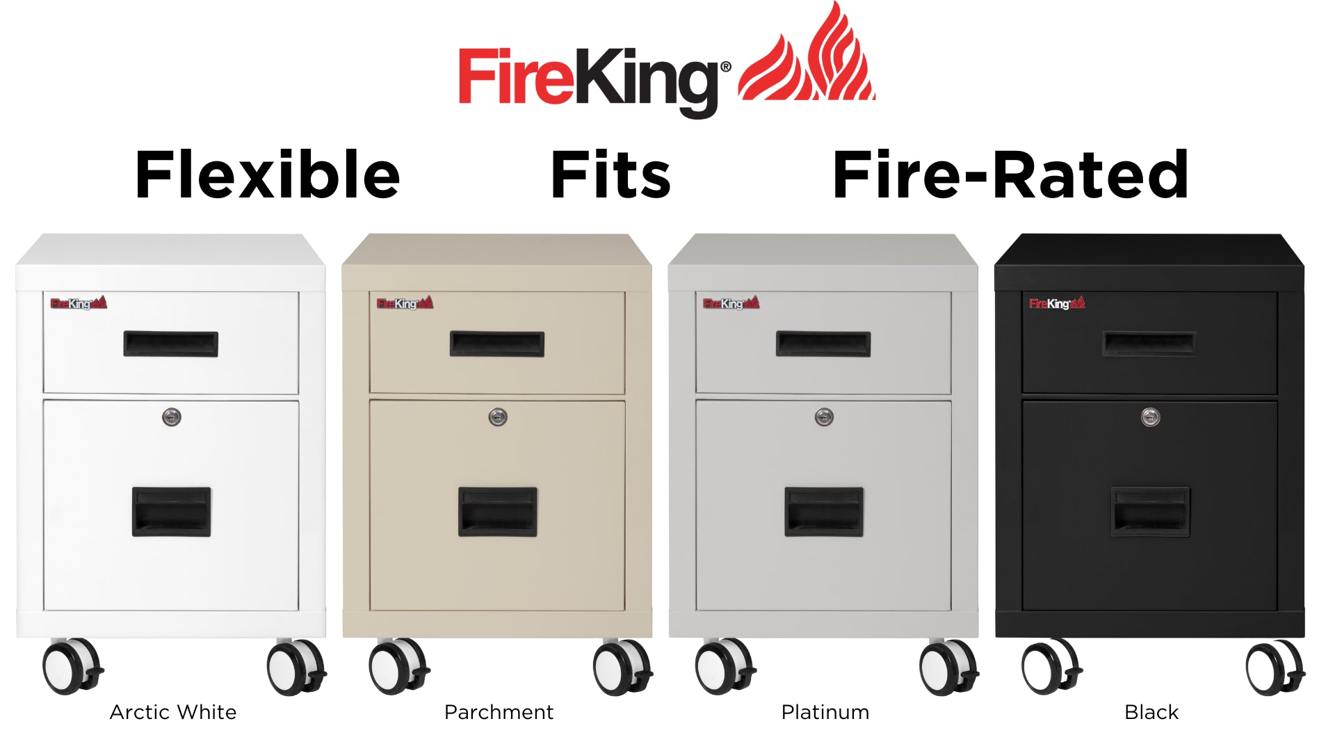 FireKing 2M1822 Mobile Pedestal Fireproof File Cabinet - Secure Document Storage for Office & Home Use