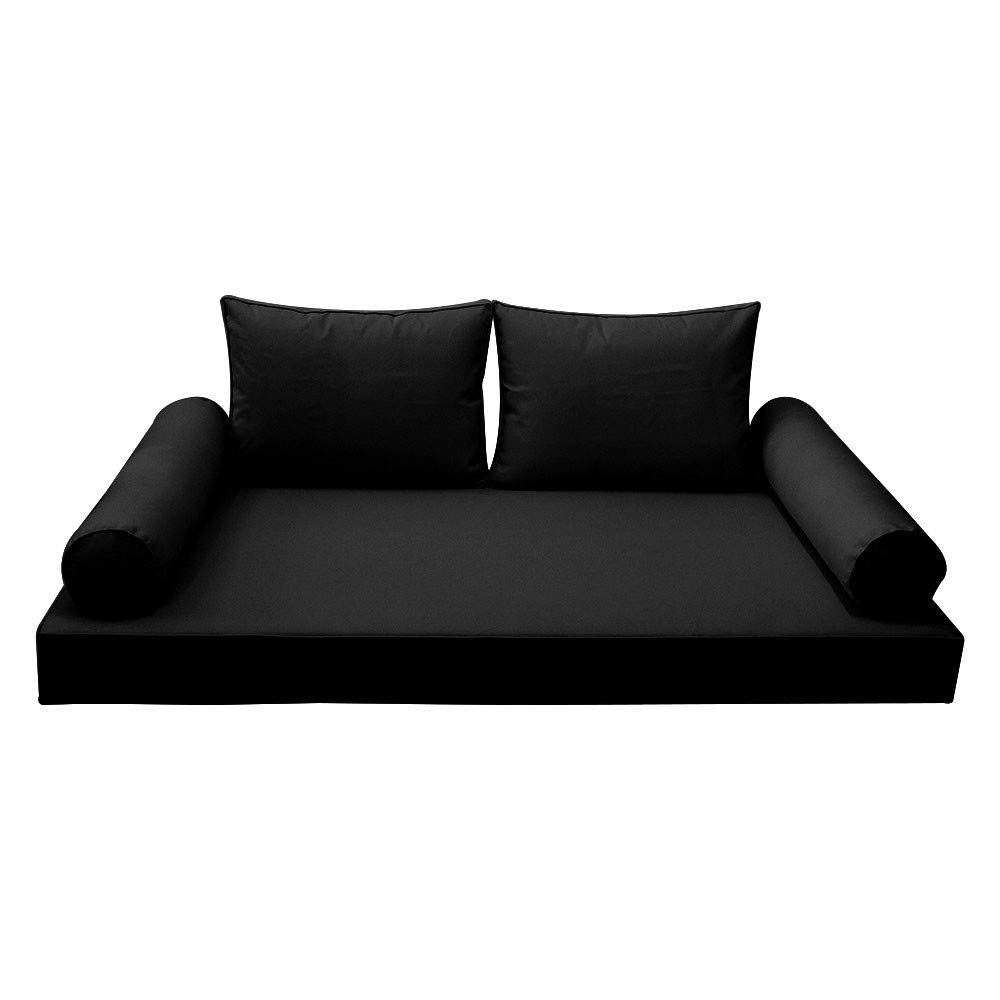 Prolinemax Outdoor Style 1 Twin-XL Piped Trim Daybed Mattress Bolster Pillow Fitted Sheet Cover - Waterproof & Breathable - Perfect for Patio, Sunroom, and Outdoor Furniture Protection