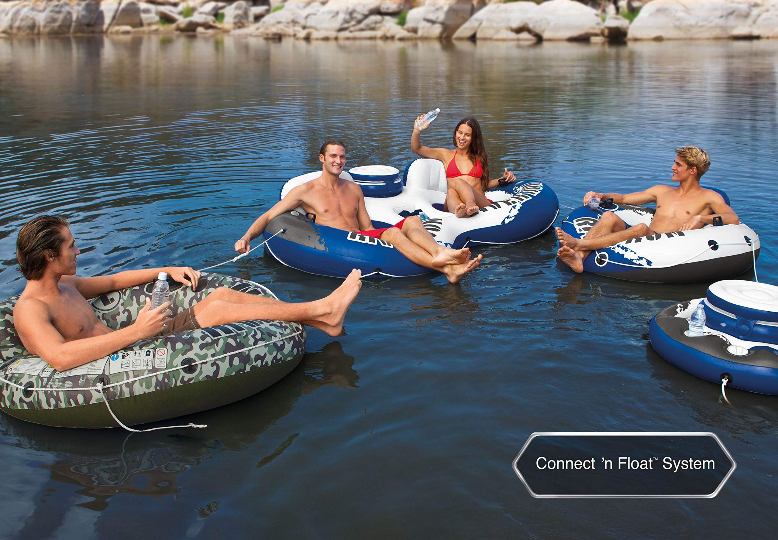 Intex River Run II 2-Person Inflatable Pool Tube Float with Cooler (2 Pack) - Perfect for River Rafting, Lake Lounging, and Summer Relaxation