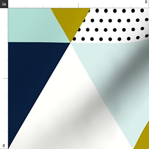 Aqua Adventure Triangle Printed Minky Fabric Fat Quarter - Navy Blue Cheater Quilt Top for Sewing Baby Blankets, Quilt Backing & Plush Projects - Soft & Cozy Fabric for DIY Crafts, Nursery Decor & Home Decorating
