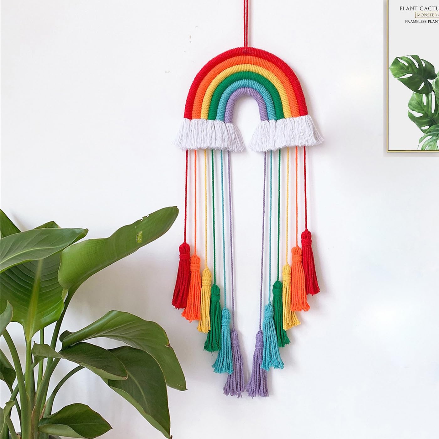 ACEDSGN Rainbow Macrame Bow Holder - Handmade Hair Clip Organizer for Baby Girls, Boho Nursery Decor, Headband Storage | Perfect for Birthday, Valentine's Day Gifts & Kids' Bedroom Party Decor