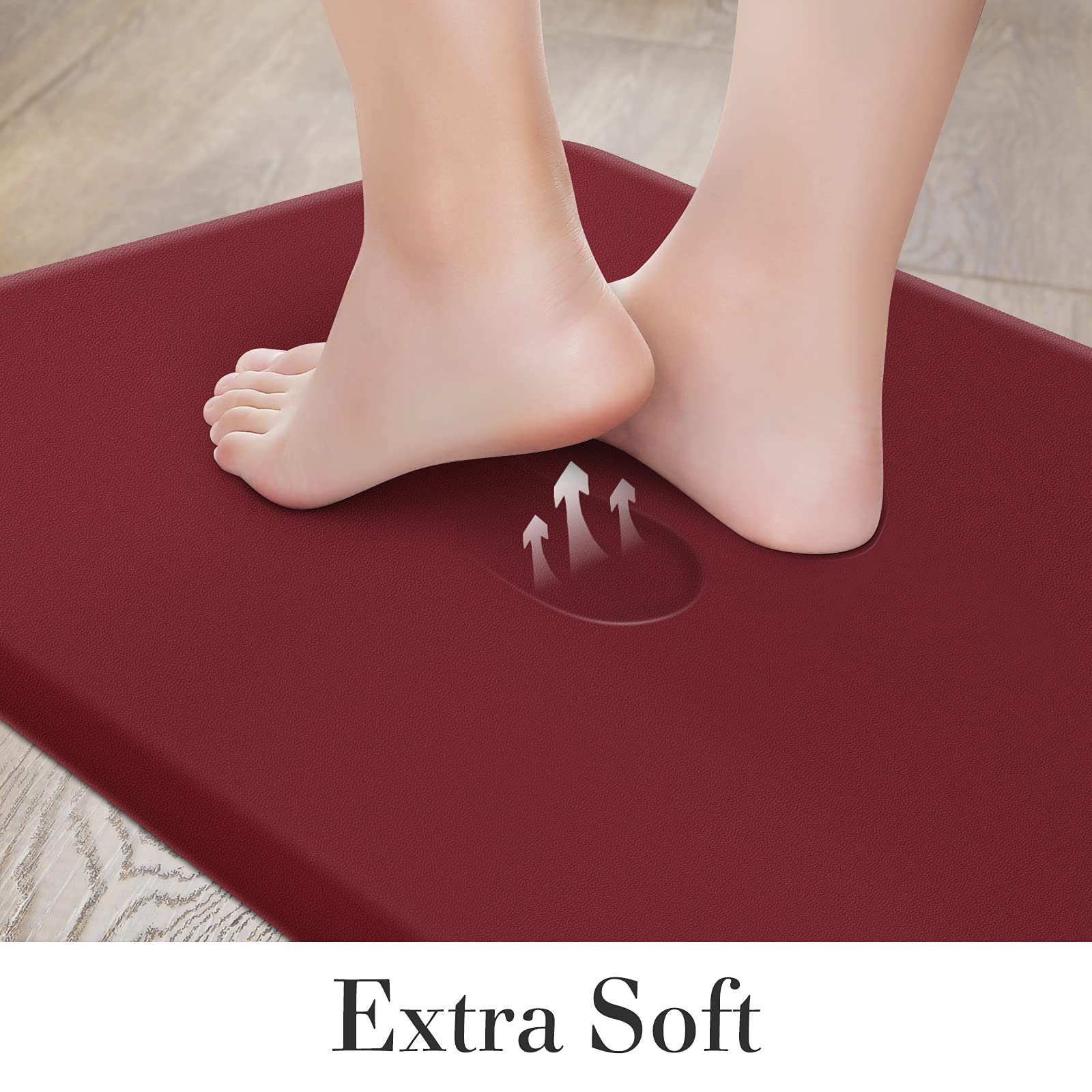 HappyTrends Anti-Fatigue Kitchen Floor Mat [2PCS] - Cushioned Comfort, Waterproof Non-Slip Standing Mat with Ergonomic Foam for Kitchen, Office, Laundry - Perfect for Cooking, Dishwashing & Long Standing Hours (Red)