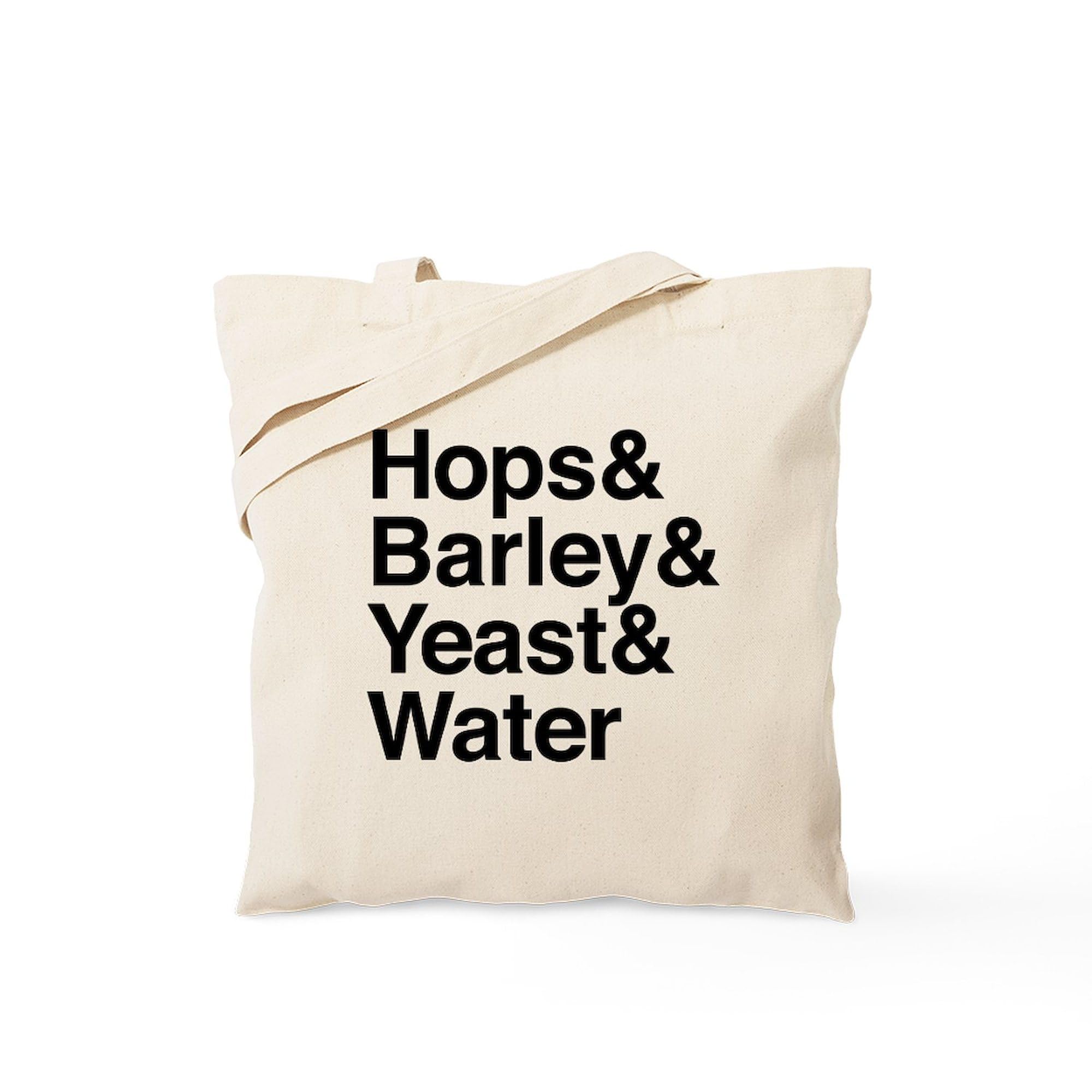 **Hops Barley Yeast Water Tote Bag - Natural Canvas Reusable Shopping Bag for Groceries, Beach & Farmers Market**
