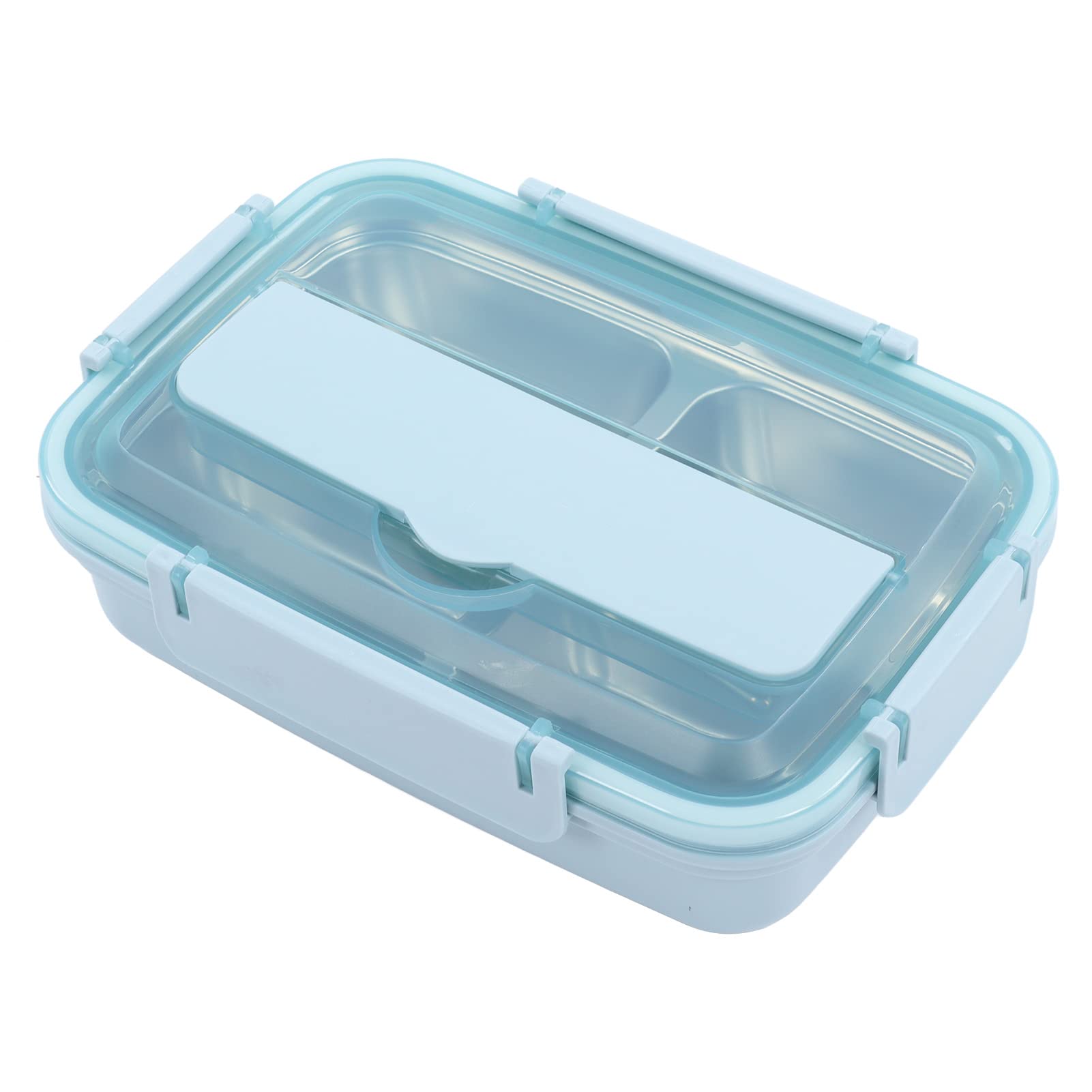 Portable Bento Lunch Box with 4 Compartments - Leak-Proof Insulated Food Container for Adults & Kids - Perfect for Office, School, Picnic & Travel (Blue)