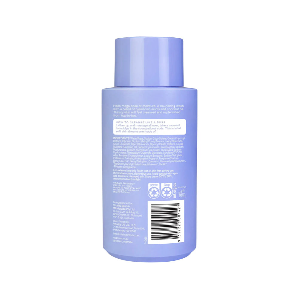 EPZEN Triple Moisture Body Wash with Hyaluronic Acid & Coconut Oil - 400ml Hydrating Shower Gel for Dry Skin - Perfect for Daily Use & Spa Relaxation at Home