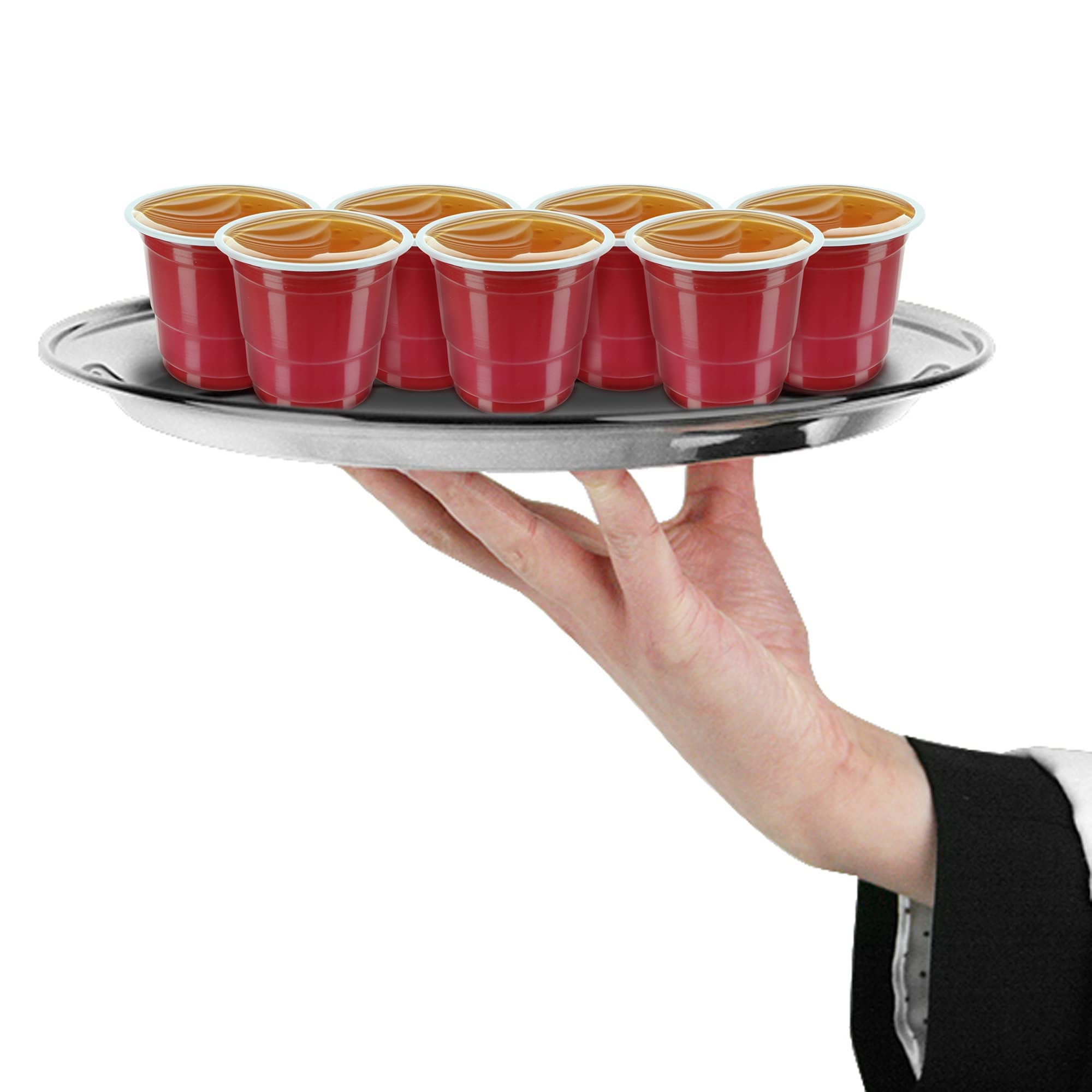 2oz Plastic Shot Glasses (120 Pack) - Mini Red Disposable Party Cups for Jello Shots, Condiments, Snacks & Tastings | Perfect for Parties, BBQs, Catering & Sampling Events