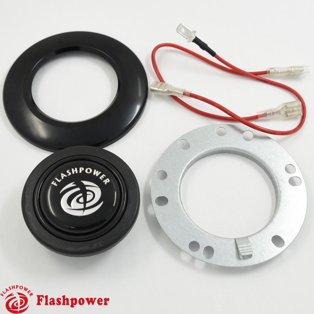 Black 6-Bolt Steering Wheel Horn Button - Universal Fit for Aftermarket Wheels | Perfect for Racing, Drifting & Custom Car Builds