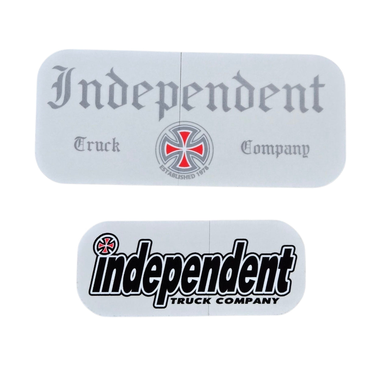 Vintage Independent Trucks Sticker Set of 2 - Clear Back Decals for Skateboards, Laptops & DIY Projects - Durable Vinyl Decals for Skateboarders & Streetwear Enthusiasts
