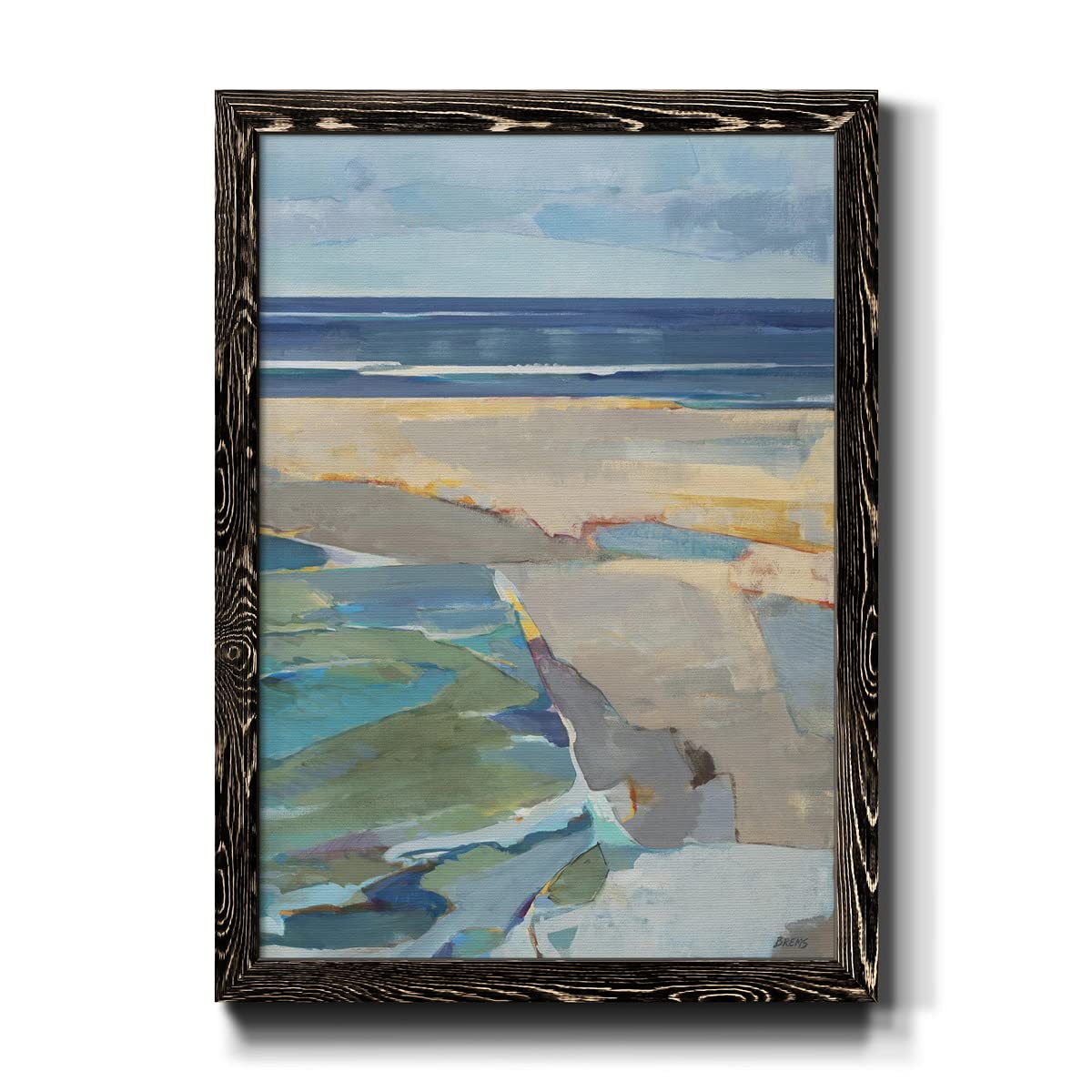 Abstract Geometric Art Deco Canvas Wall Art - Black Framed Italian Breakwater II Bathroom Decor (23x32 Inches) - Perfect for Modern Living Rooms, Bedrooms & Office Spaces