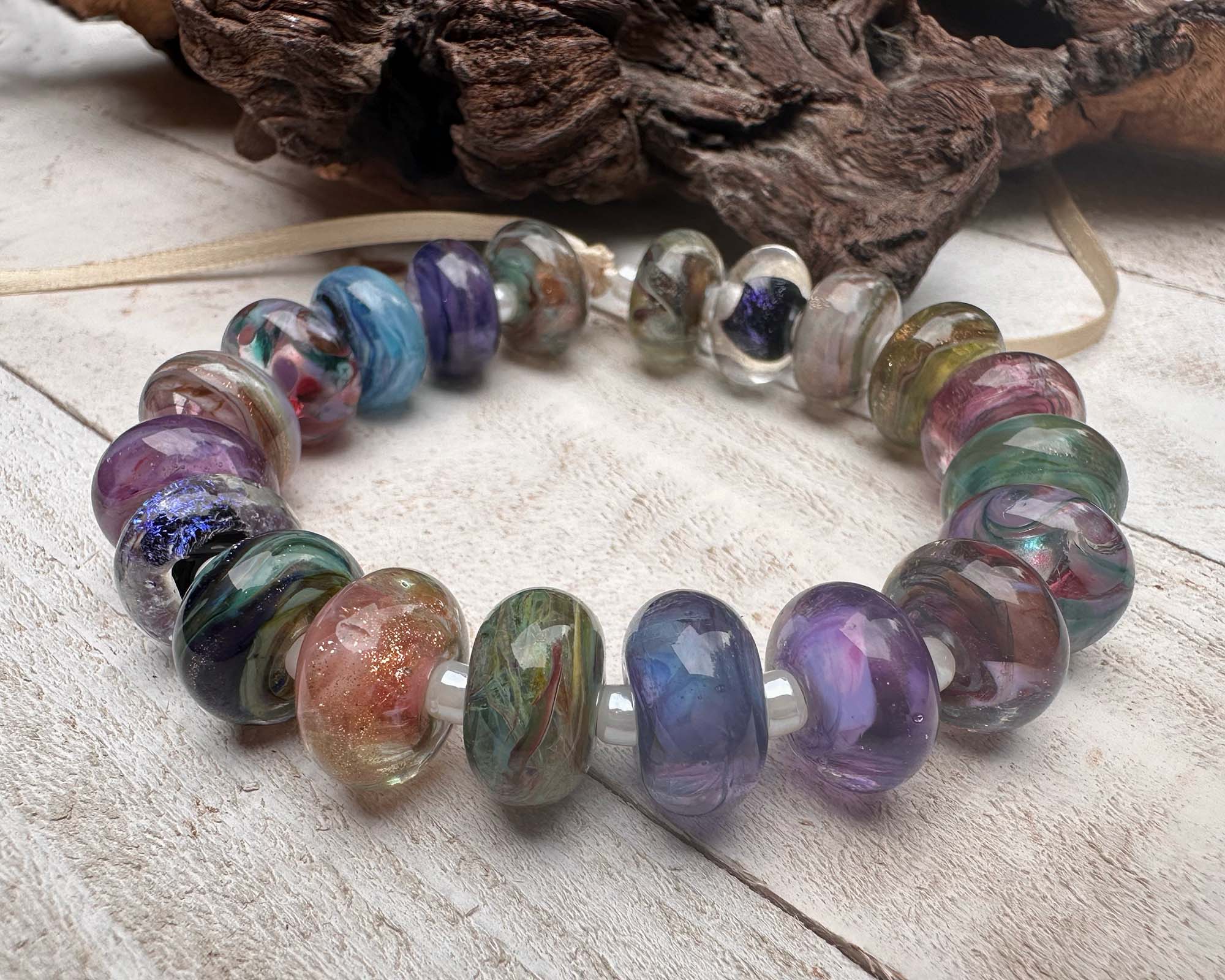 20-Piece Carnival Orphan Lampwork Glass Beads Set for Jewelry Making - DIY Bracelets, Necklaces & Craft Projects (SRA Certified)